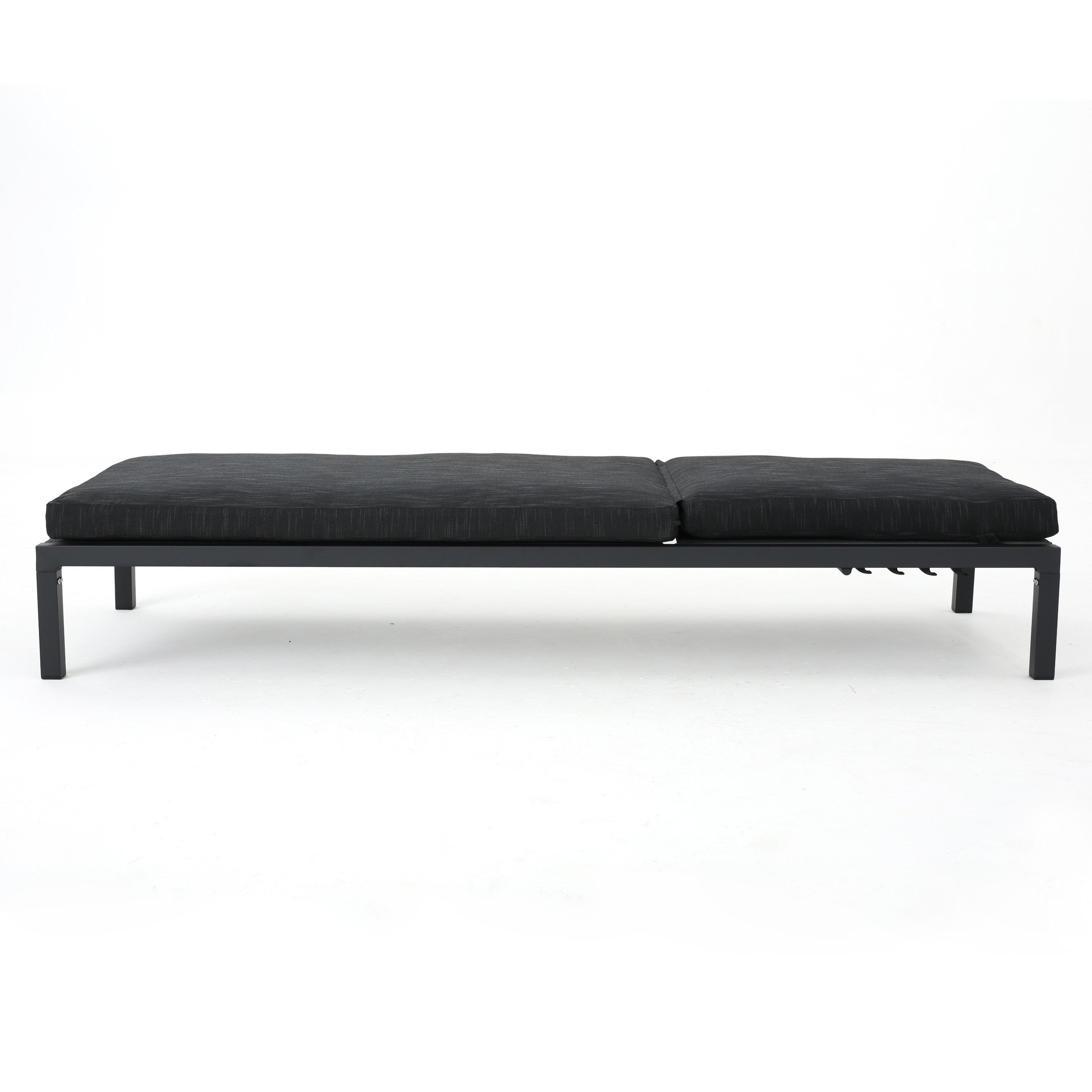Dark Gray and Black Aluminum Chaise Lounge with Cushions