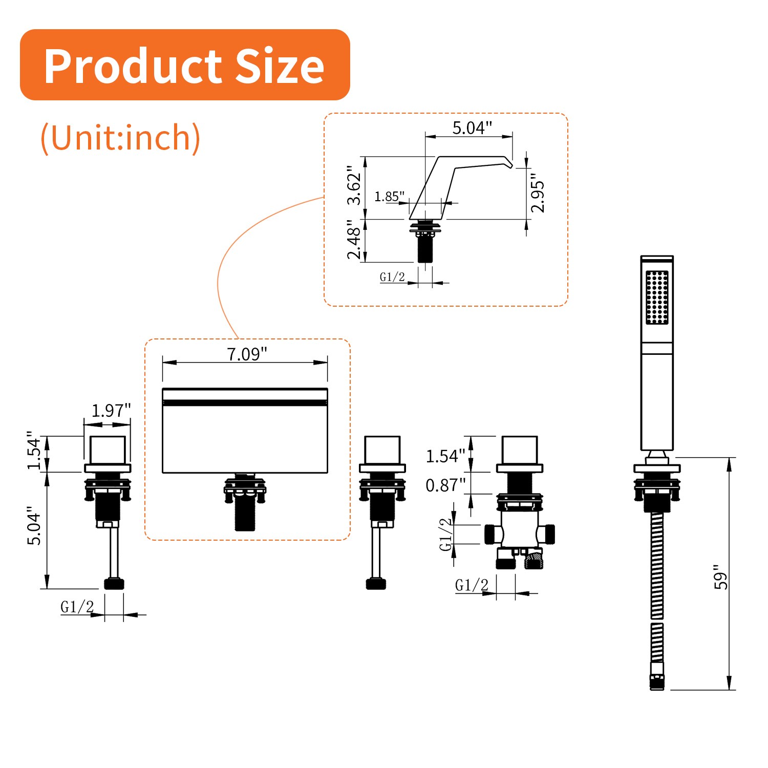 WELLFOR SPA-19002B Roman-Tub-Faucets - View #5
