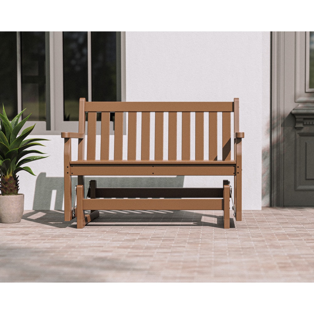 POLYWOOD TGG48TE Traditional Garden 2 -person Teak HDPE Outdoor Glider