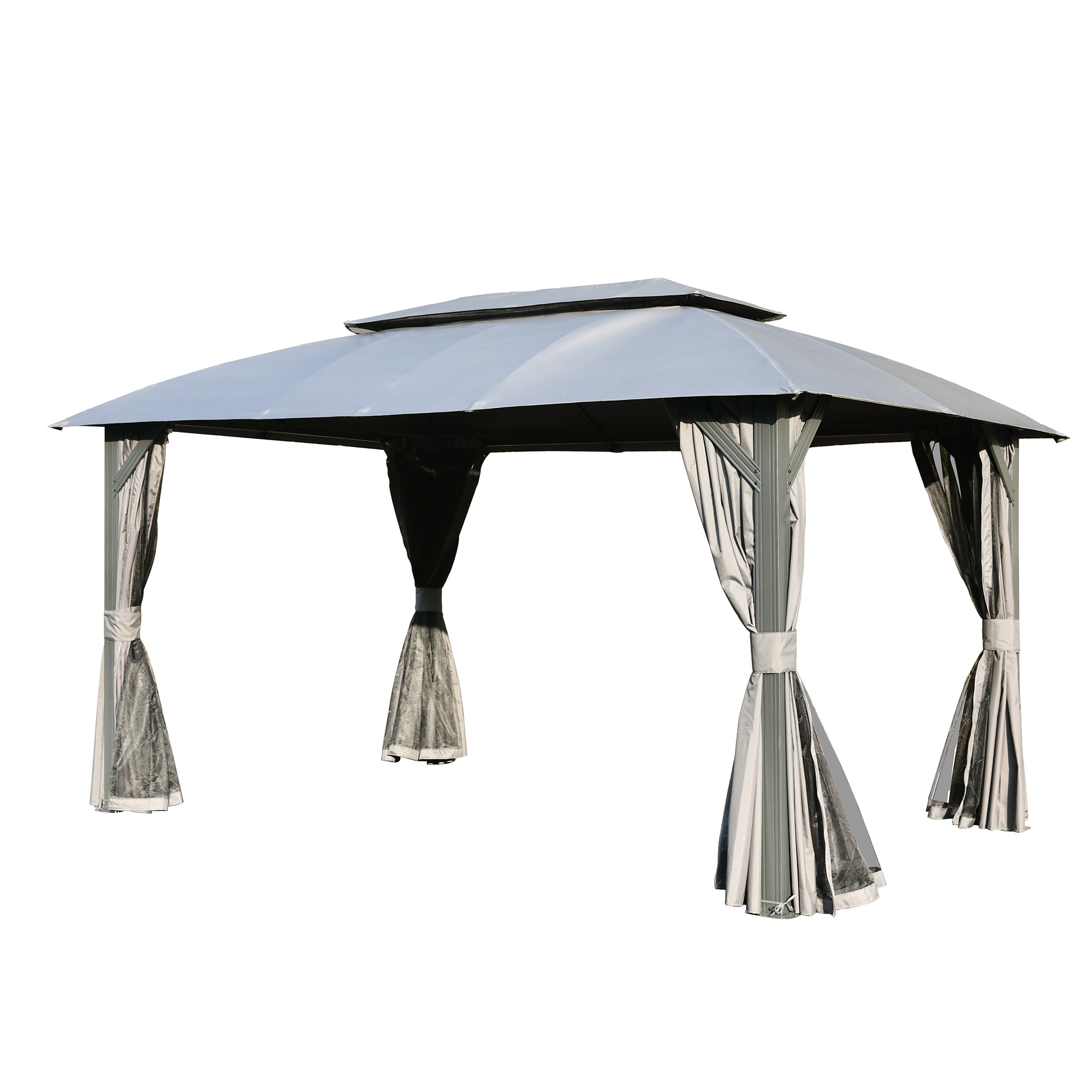 LIVIZA GLY-1625-GR 14-ft x 10-ft Gray with Soft Top Roof (Screen Included)