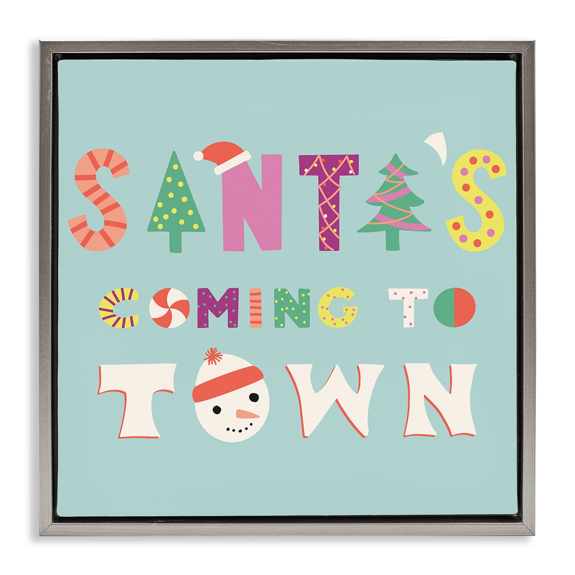 Stupell Industries Whimsical Santa's Coming To Town Framed