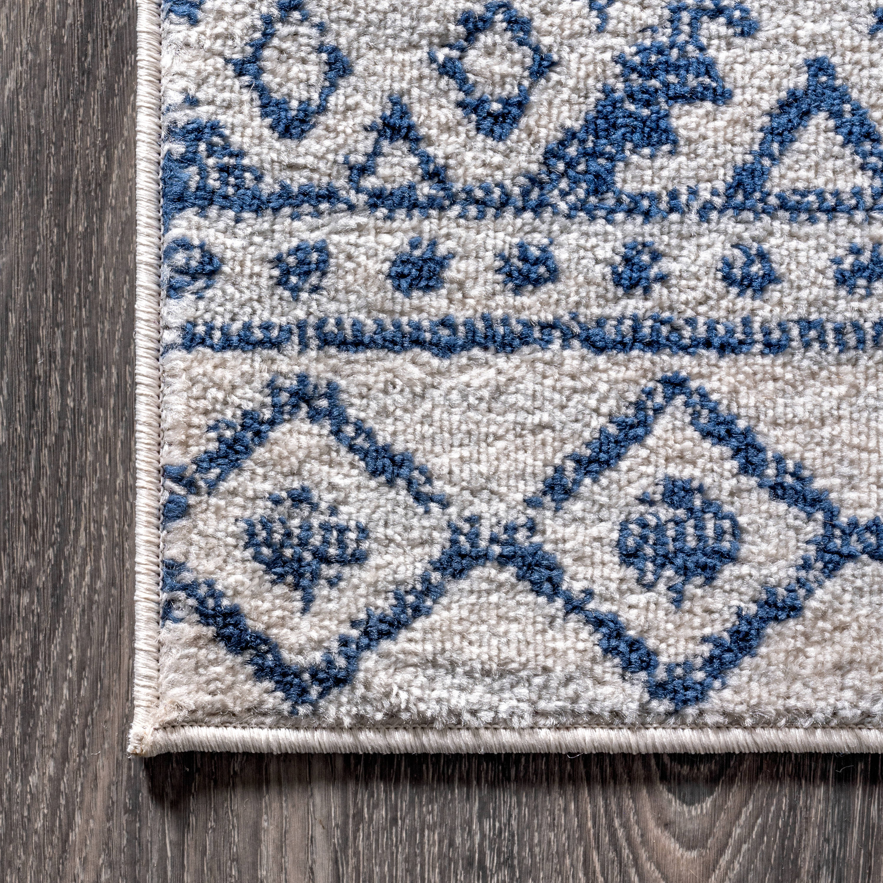 Blue Synthetic Reversible Rectangular 8' x 10' Area Rug