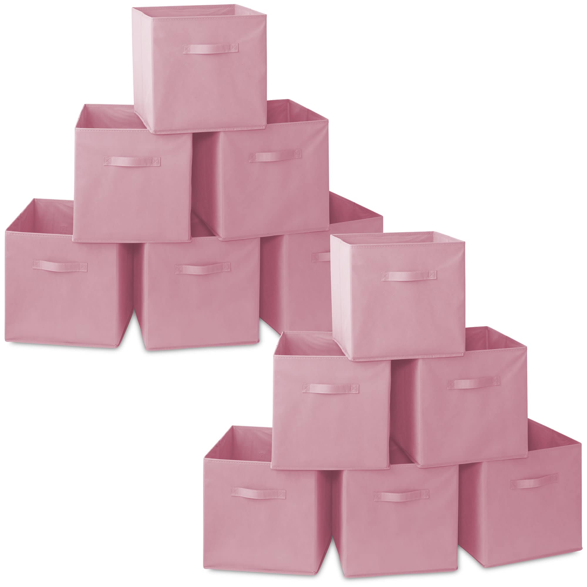 Casafield 13CC-PINK-2. (Set of 12) Collapsible Fabric Cubes - 13-in Storage Bins - Pink