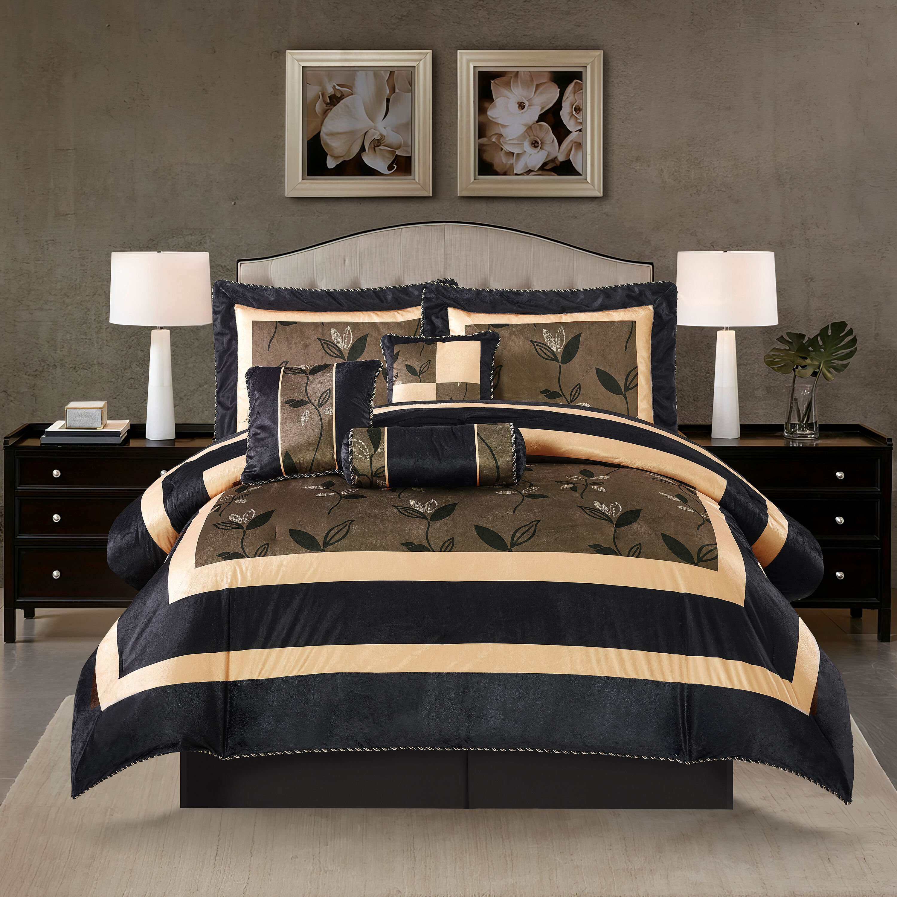 Nanshing 7 Piece Bronze Queen Comforter Set Pastora7 Q At