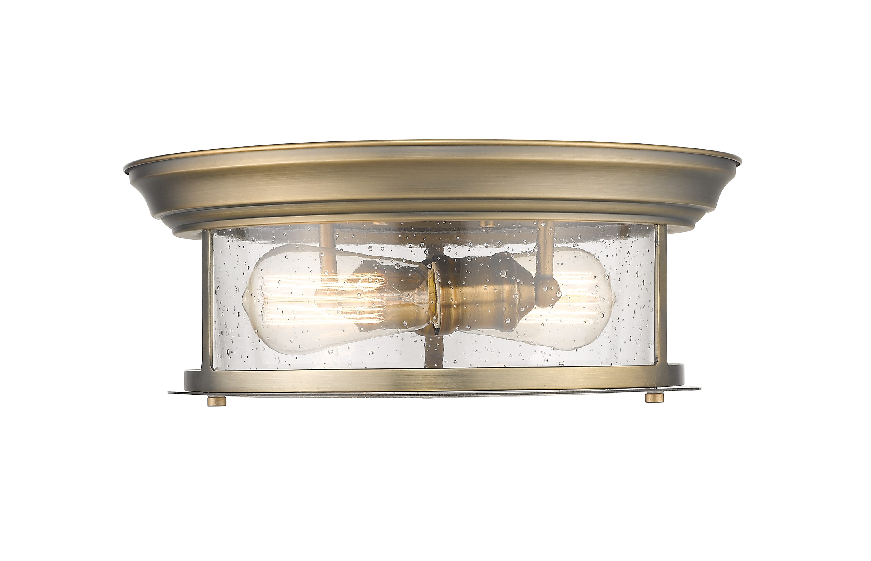 Heritage Brass 13.5" Flush Mount Light with Seeded Glass Shade