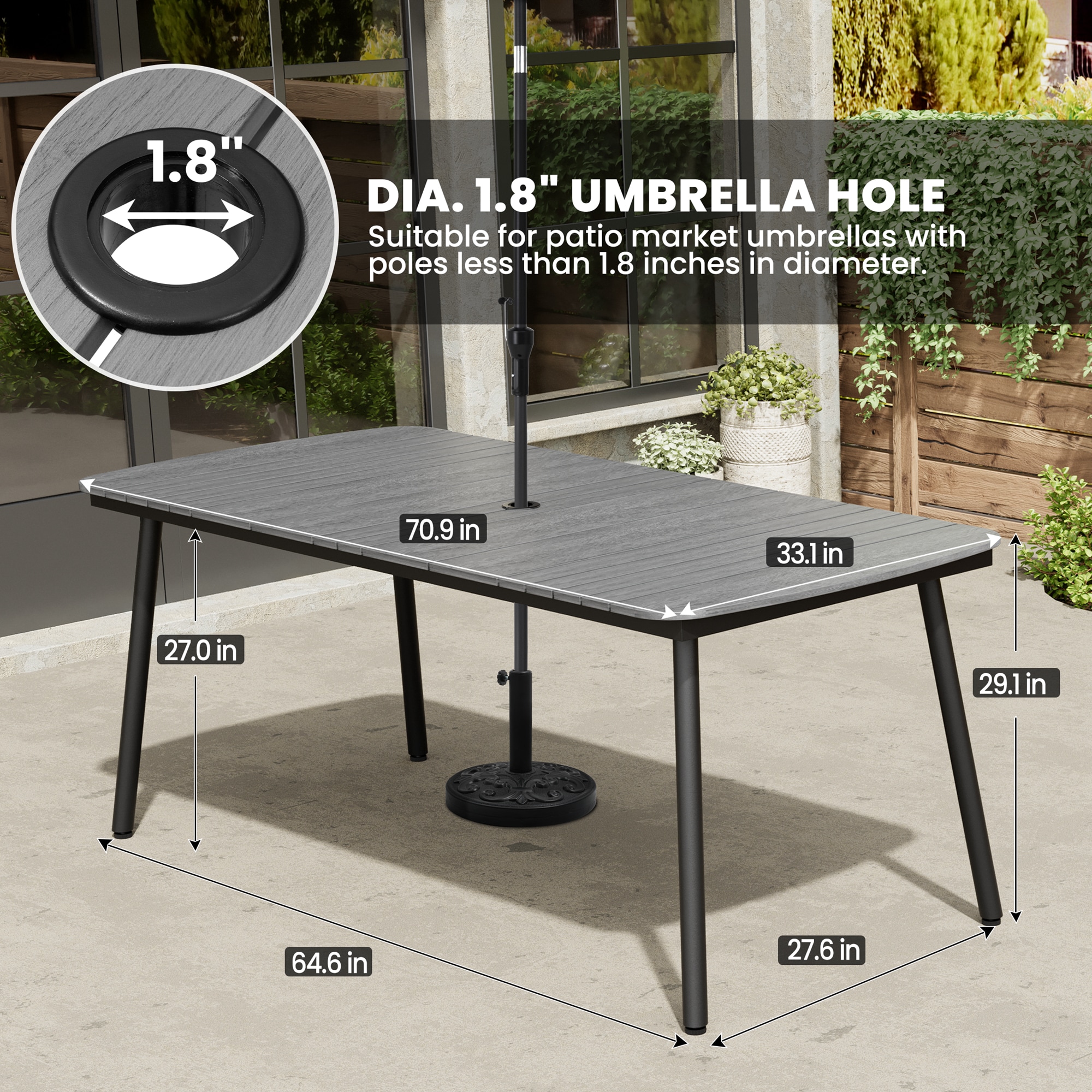 Crestlive Products CL-TB059GRY180 Patio-Tables - View #3