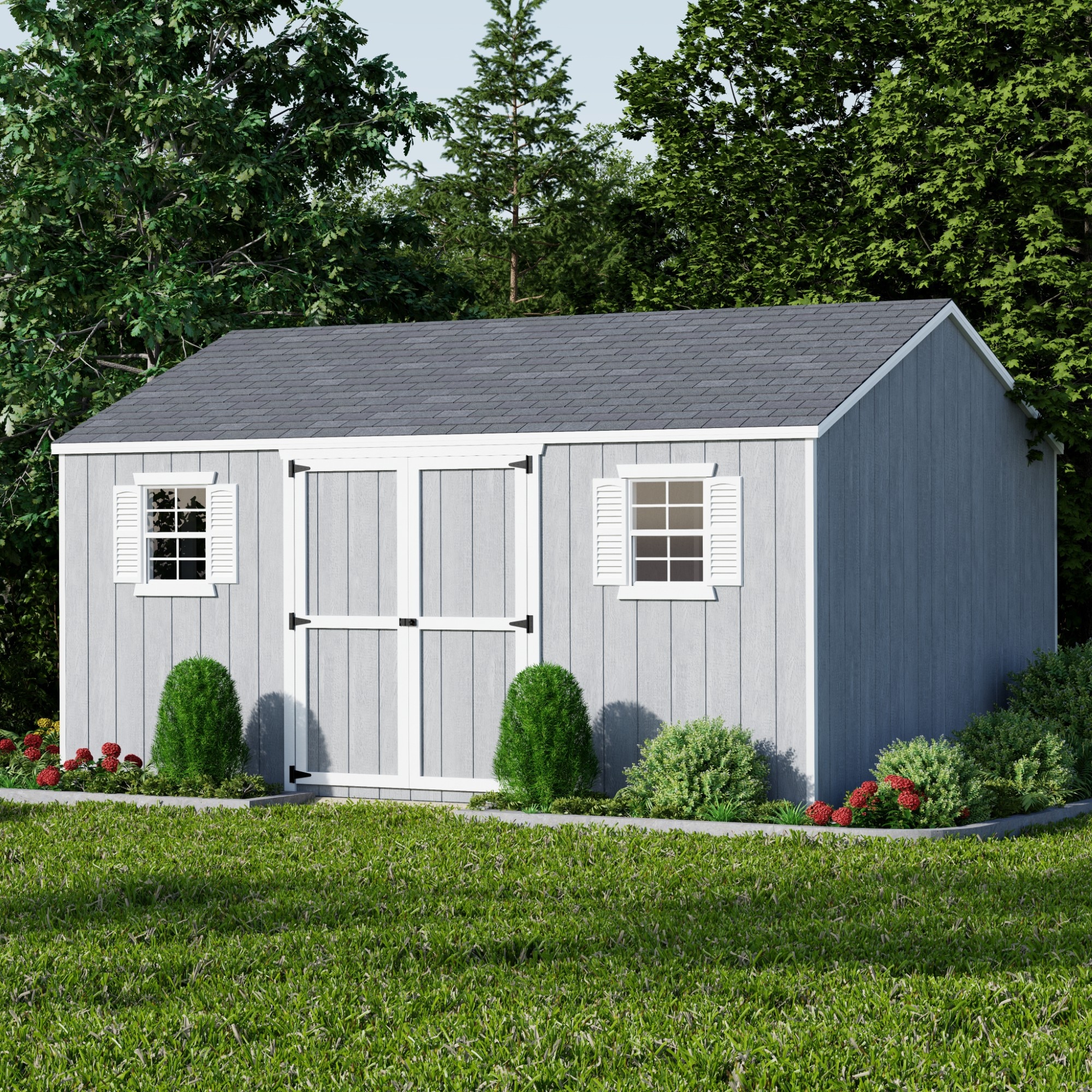 12' x 16' Brown Wood Storage Shed with Windows and Floor