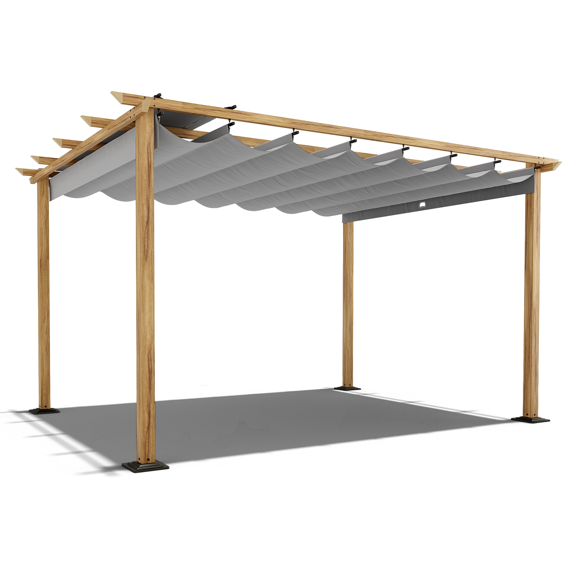 theorie opslag bijvoeglijk naamwoord 10-ft W x 13-ft L x 7-ft 3-in H Gray Metal Freestanding Pergola with Canopy  in the Pergolas department at Lowes.com