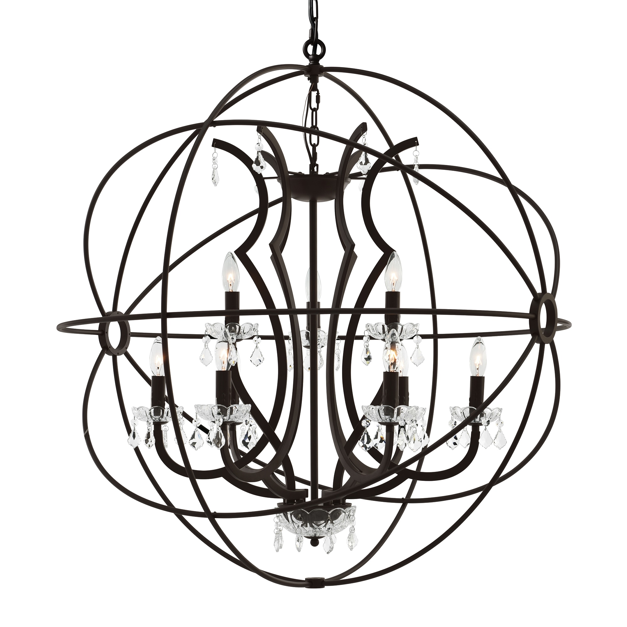 Campechia 9-Light Brown Metal and Crystal Chandelier