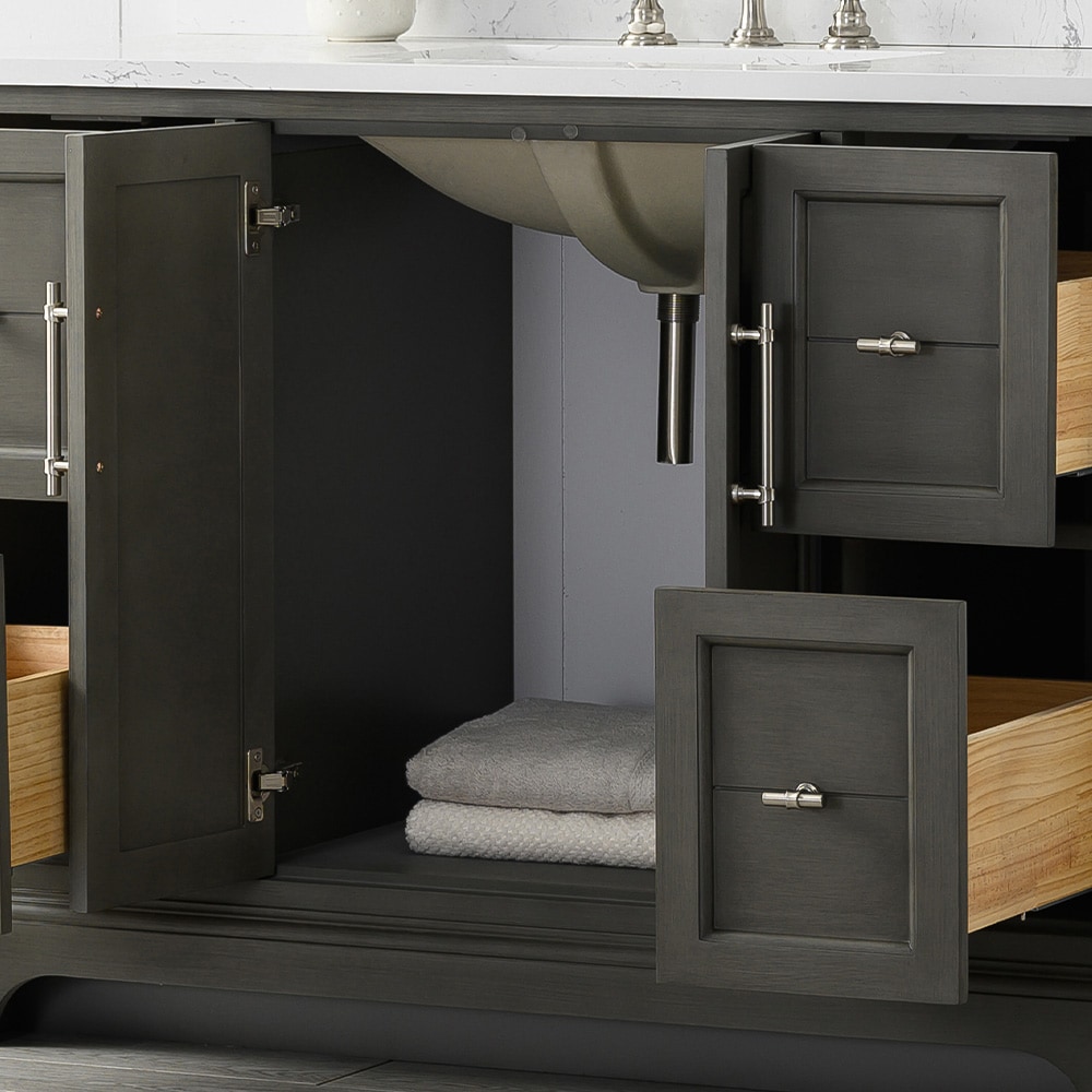 Silver Gray 48" Single Sink Bathroom Vanity with Engineered Marble Top