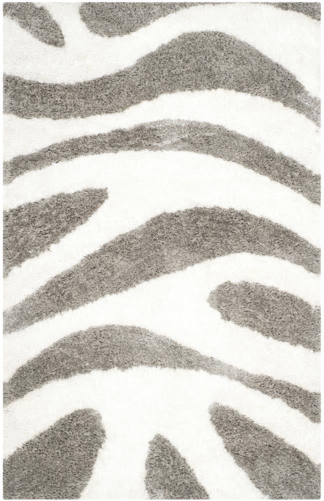 Safavieh BSG321A-5 Barcelona Nablus Shag 5 x 8 (ft) Tufted Synthetic Ivory/Silver Rectangular Indoor Abstract Area rug