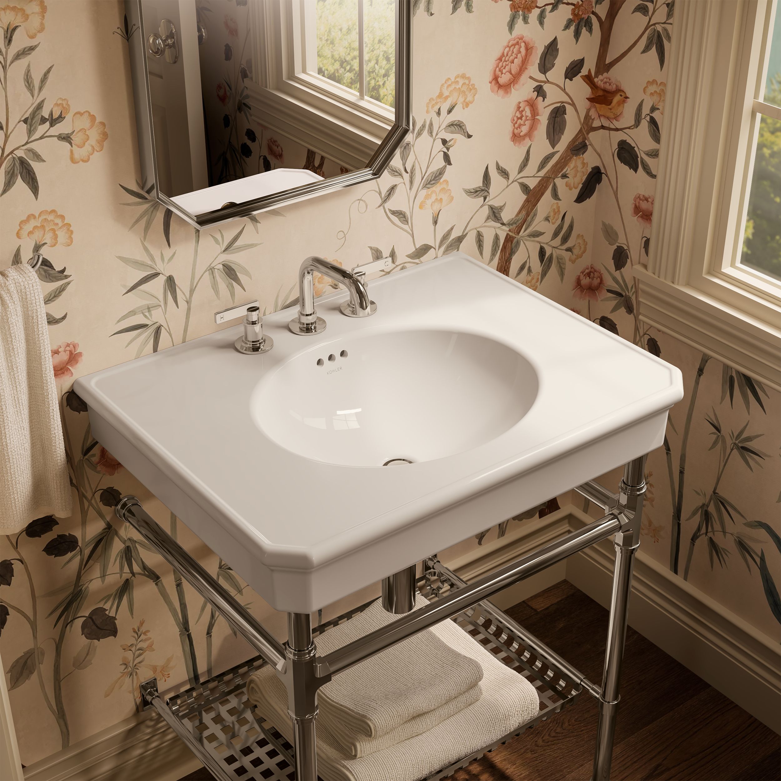 KOHLER Claude Fireclay 22.5-in Vessel Traditional Console Sink with Base