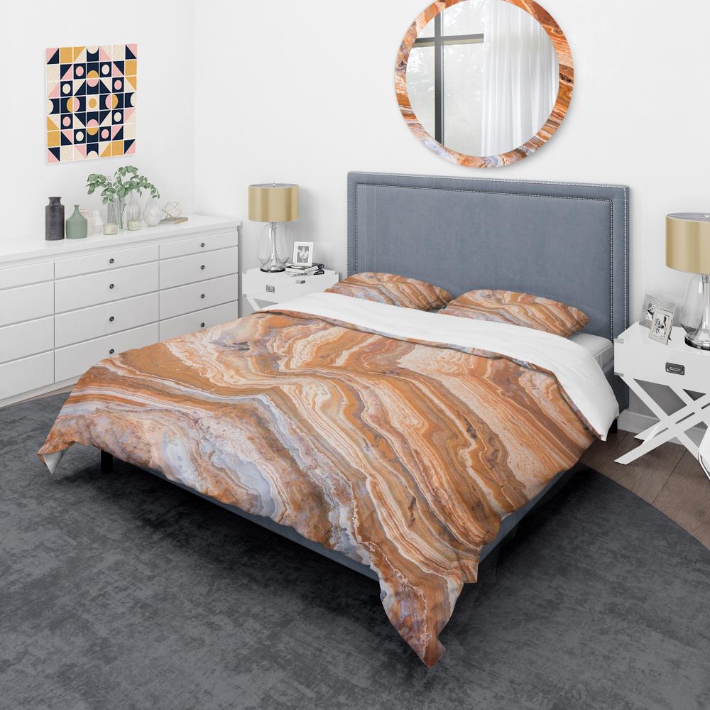 Designart BED19122-K 3 -Piece Orange King Duvet cover Set