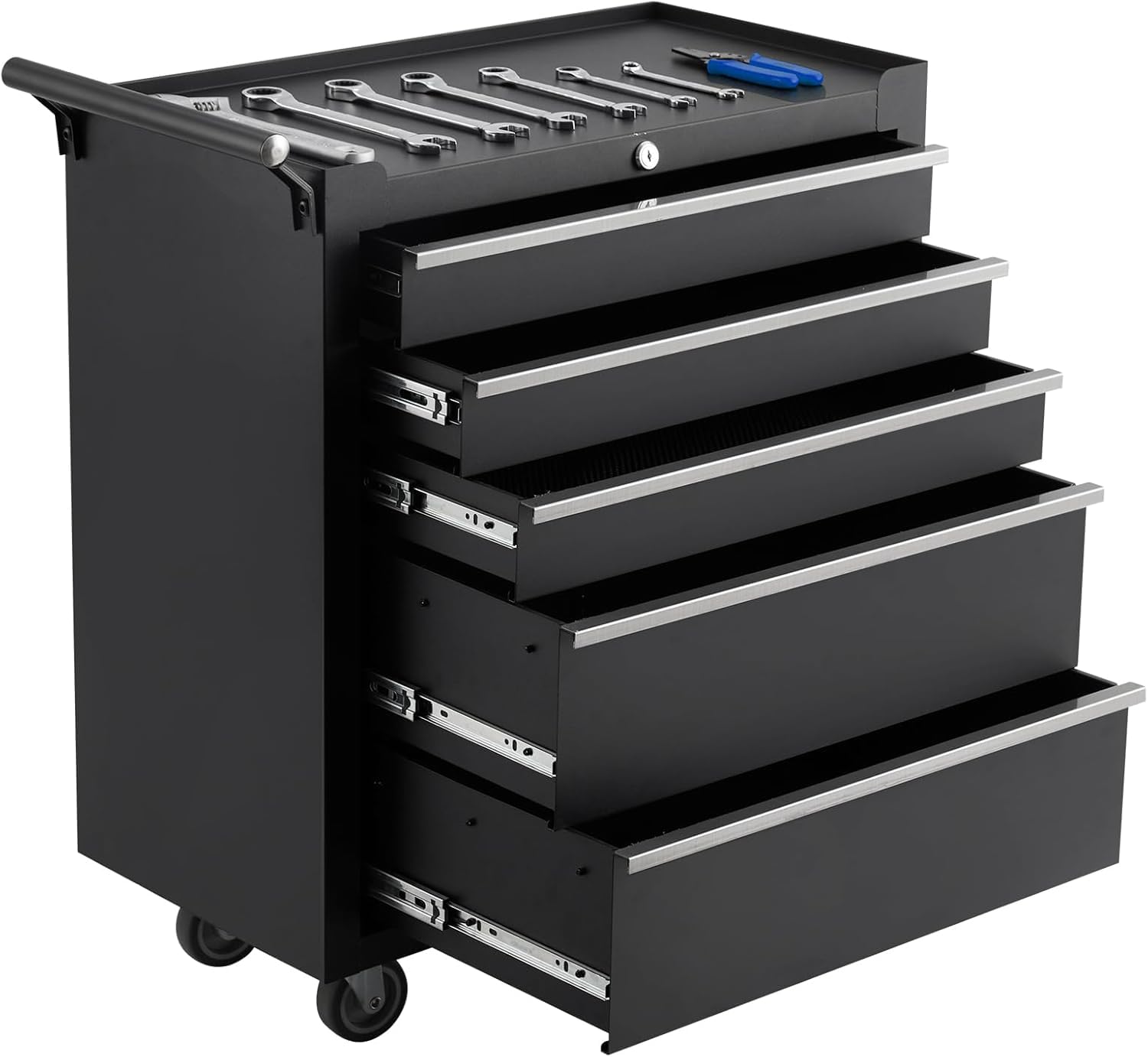 Garvee 5-Drawer Rolling Tool Chest 24.34-in W x 25.38-in H Metal Rolling Tool Cabinet ( Black )