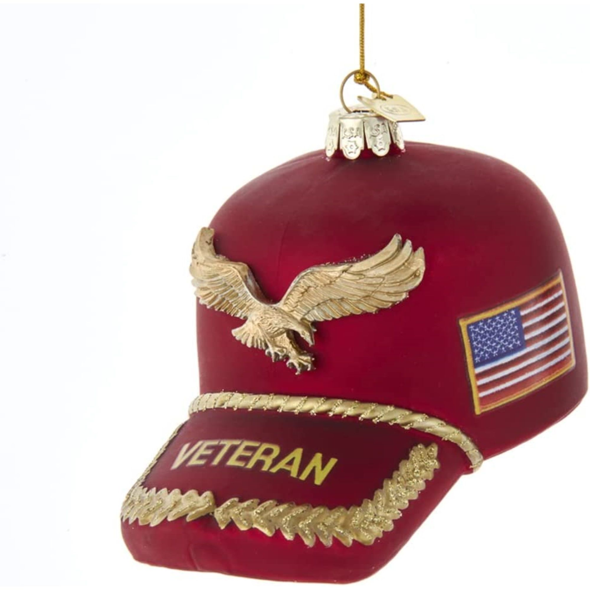 Kurt S. Adler 086131633201 Kurt Adler Noble Gems Glass Ornament for Christmas Tree - Veteran's Hat
