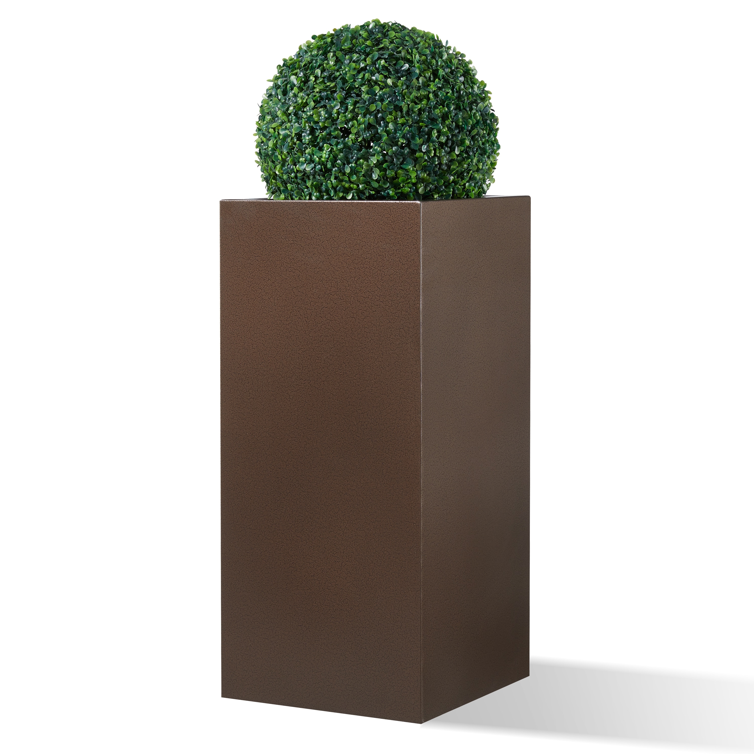 EDYO LIVING HCMP004-EXP Square 13.6-Inches W Extra Large Brown Metal Indoor/Outdoor Planter with Drainage Holes