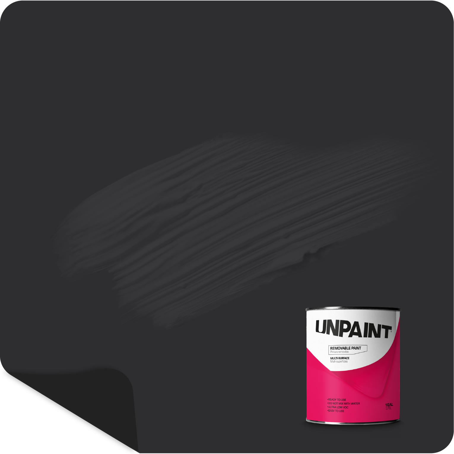 UNPAINT #2E2E30 Matte Black Lead Jet Water-based Interior Paint ( 1-quart )