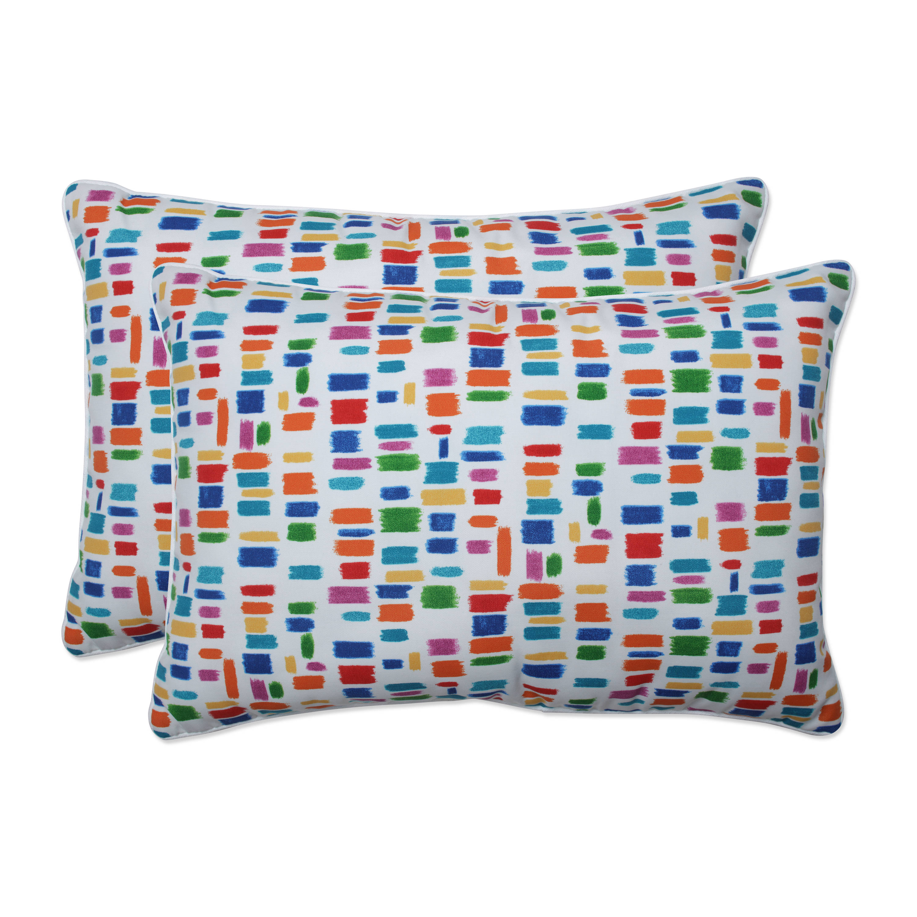 Pillow Perfect 671734 2-Pack Graphic Print Blue Rectangular Throw Pillow