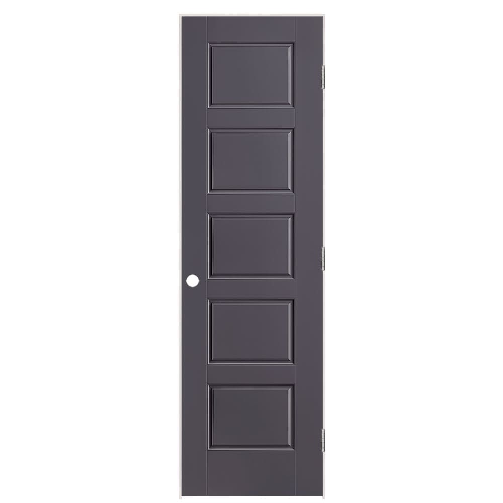 Masonite 1444699 24-in x 80-in Slate Solid core 5-panel equal Left hand Smooth Prefinished Molded composite Flat Jamb Single Prehung Interior Door