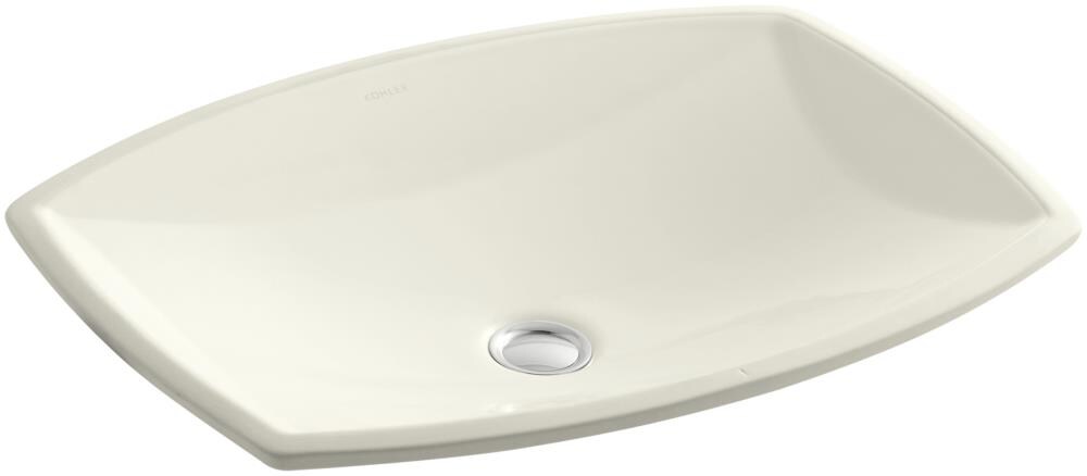 KOHLER Kelston Vitreous China Undermount Bathroom Sink with Overflow Drain in Biscuit with Overflow Drain