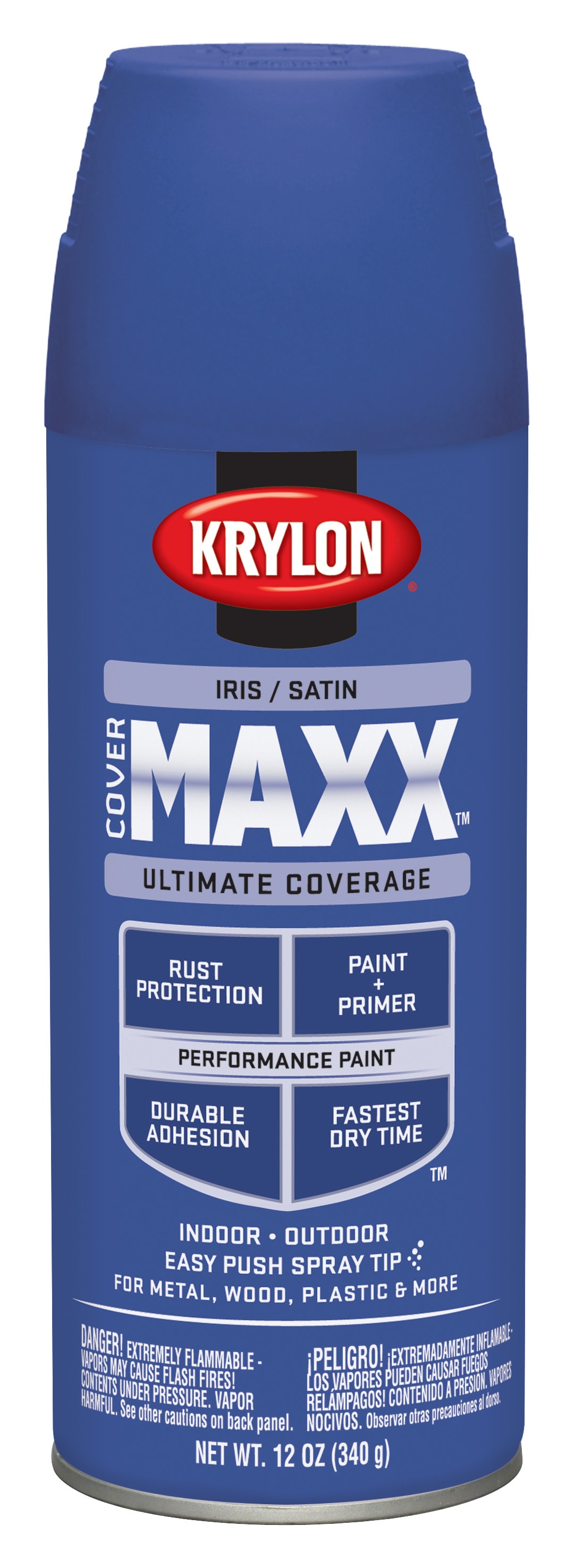 Krylon K09165000 CoverMaxx Satin Iris Spray Paint and Primer In One (NET WT. 12-oz )