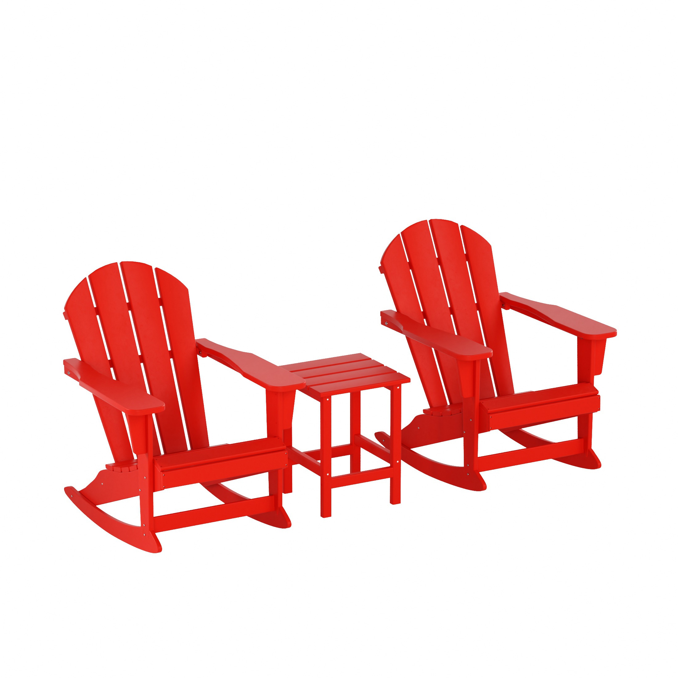 Westin Furniture 2001-RC-RD3 Laguna Set of 2 Red HDPE Frame Rocking Chair with Slat Seat