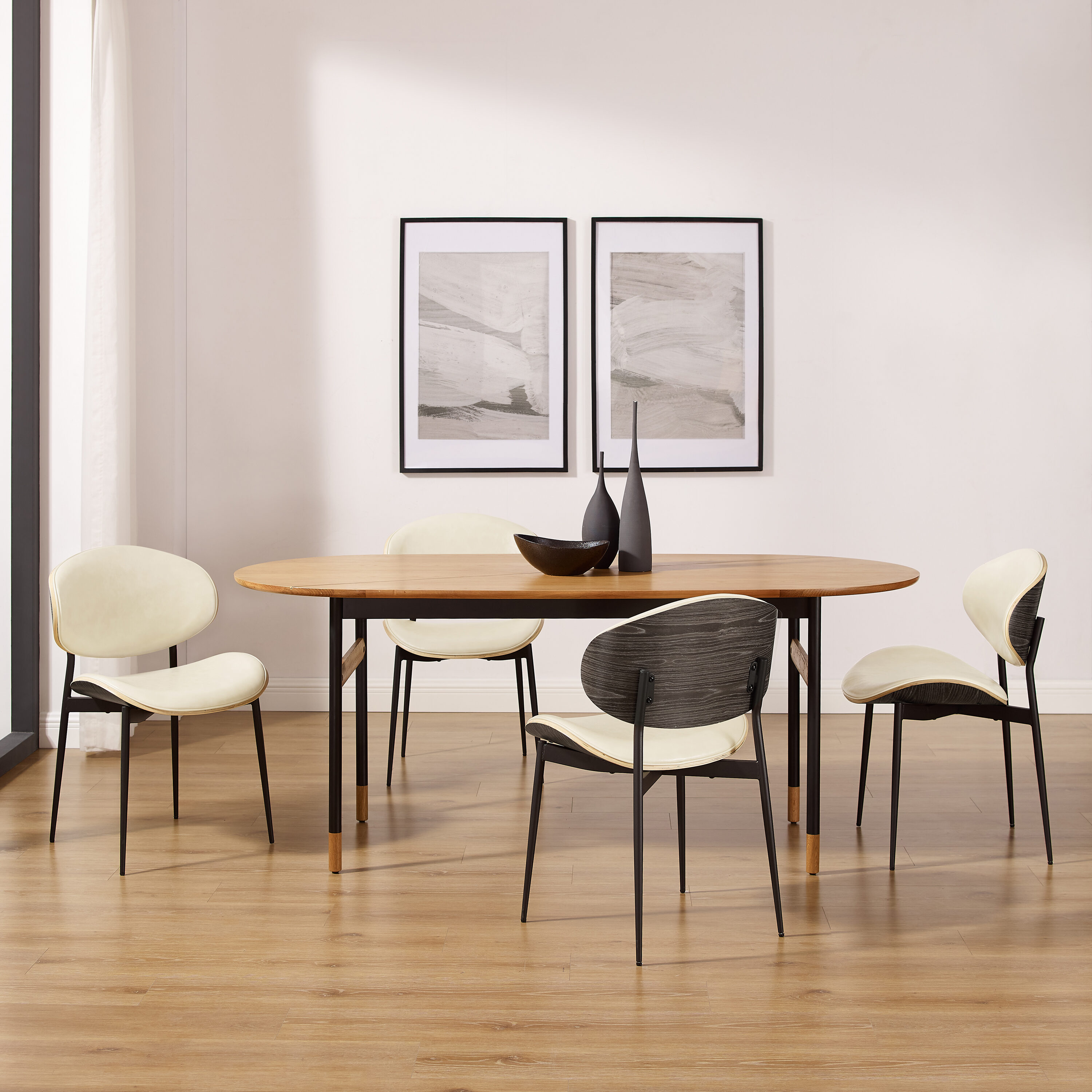 Art Leon Set of 2 Contemporary/Modern Faux Leather Upholstered Dining ...