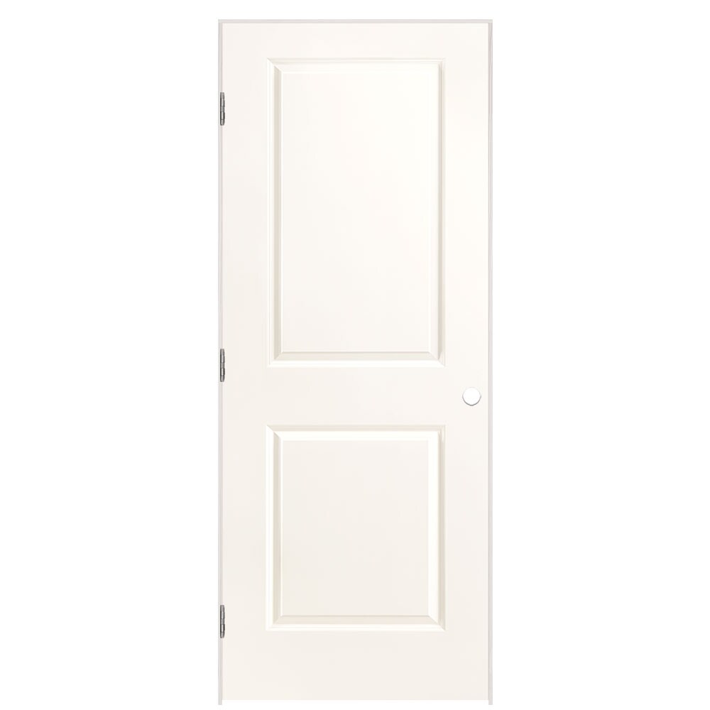 Masonite 32-in x 80-in Snowstorm Solid Core 2-panel Square Right Hand Smooth Prefinished Molded Composite Flat Jamb Single Prehung Interior Door -  1316034