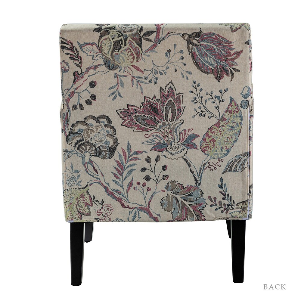 Red and Grey Floral Manufactured Wood Accent Chair