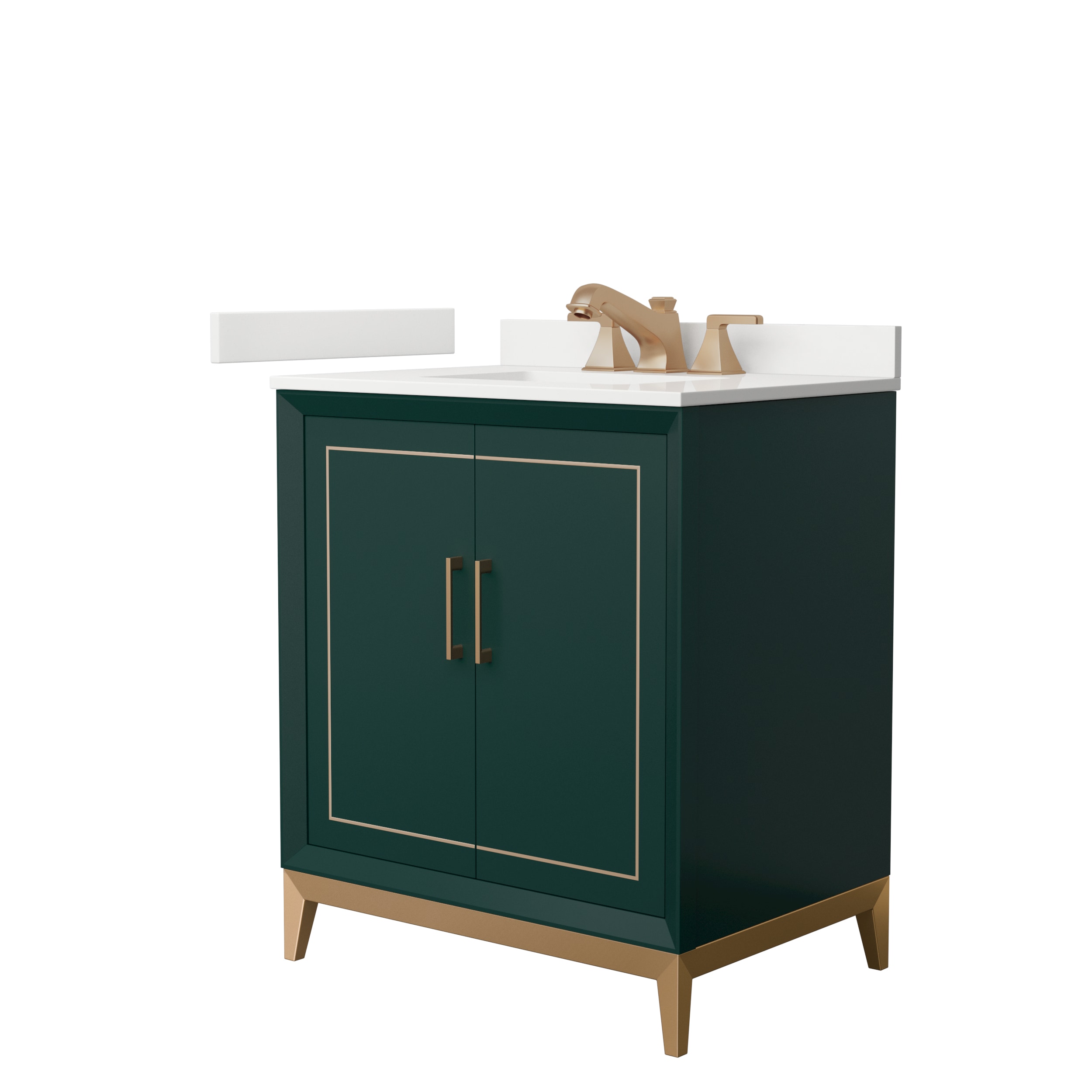 Wyndham Collection WCH515130SGSWQUS3MXX Marlena 30-in Green Undermount Single Sink Bathroom Vanity with White Quartz Top