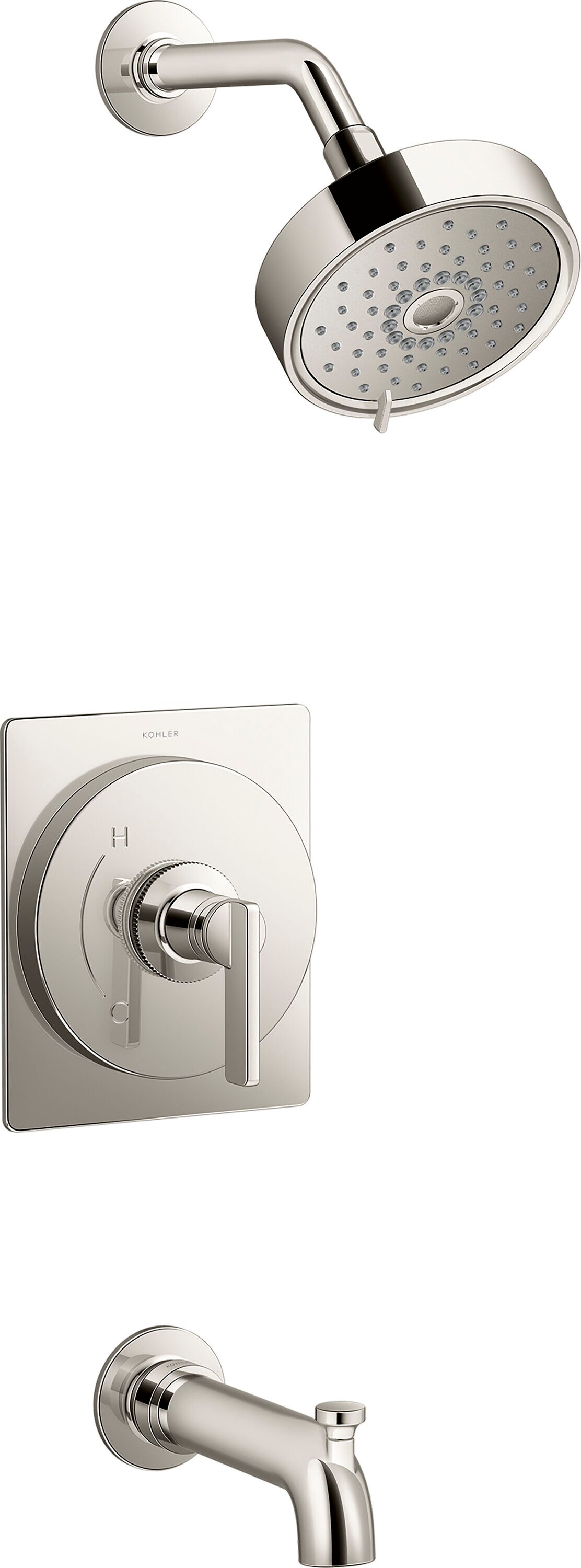 KOHLER TS35917-4Y-SN Castia by Studio McGee Vibrant Polished Nickel 1-handle Multi-function 5.5-in Round Bathtub and shower Faucet