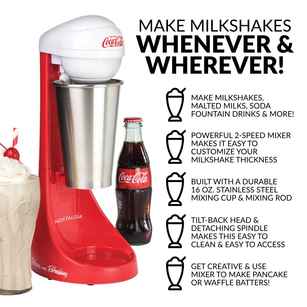 Nostalgia MLKS100COKE Coca-Cola Limited Edition Two-Speed Milkshake Maker -  Red/White - Retro Drink Maker with Powerful Mixer in the Frozen Drink  Machines department at