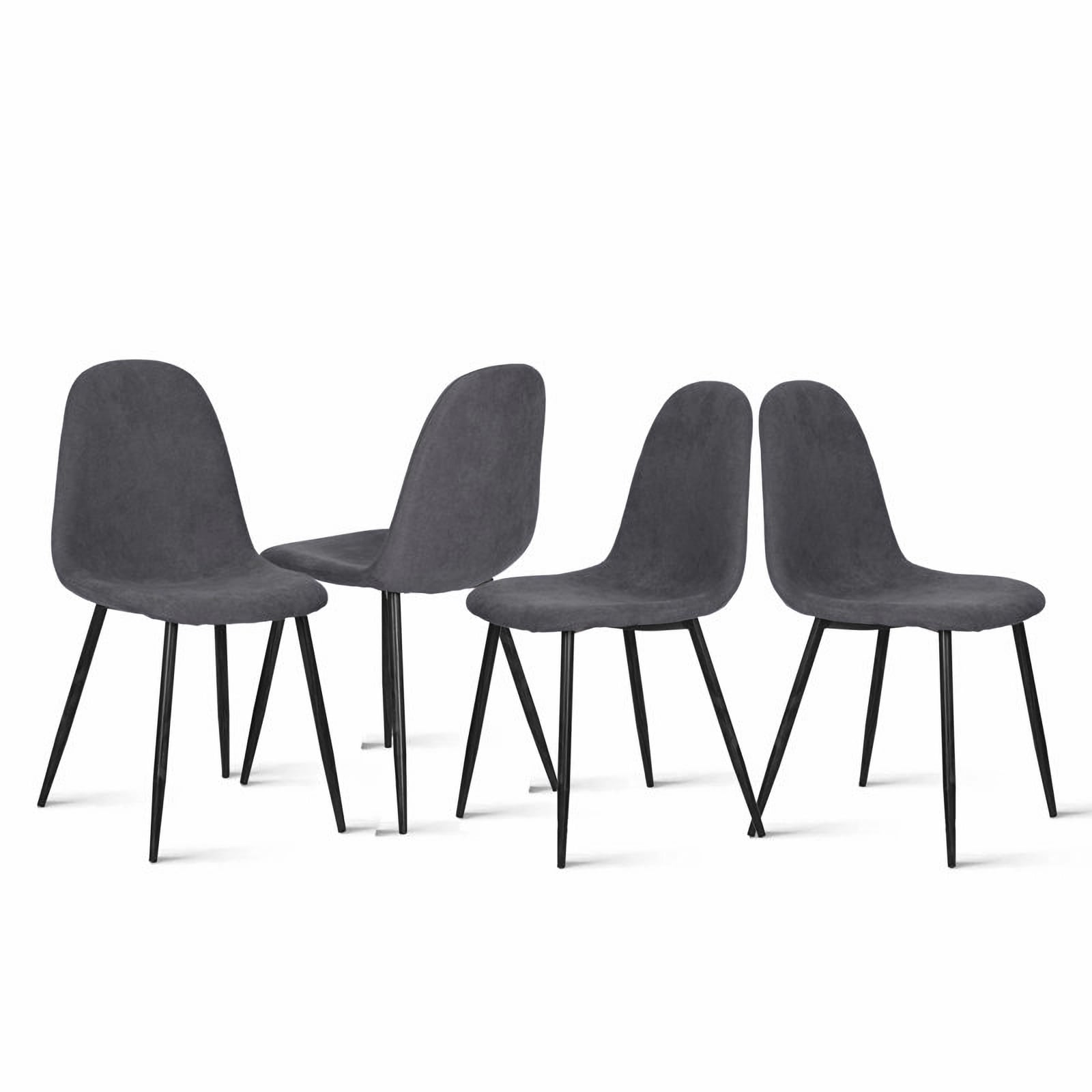 Homy Casa CHARLTON GREY Set of 4 Dining Chairs Upholstered with Ergonomic Backrest and Metal Legs in Ash Grey