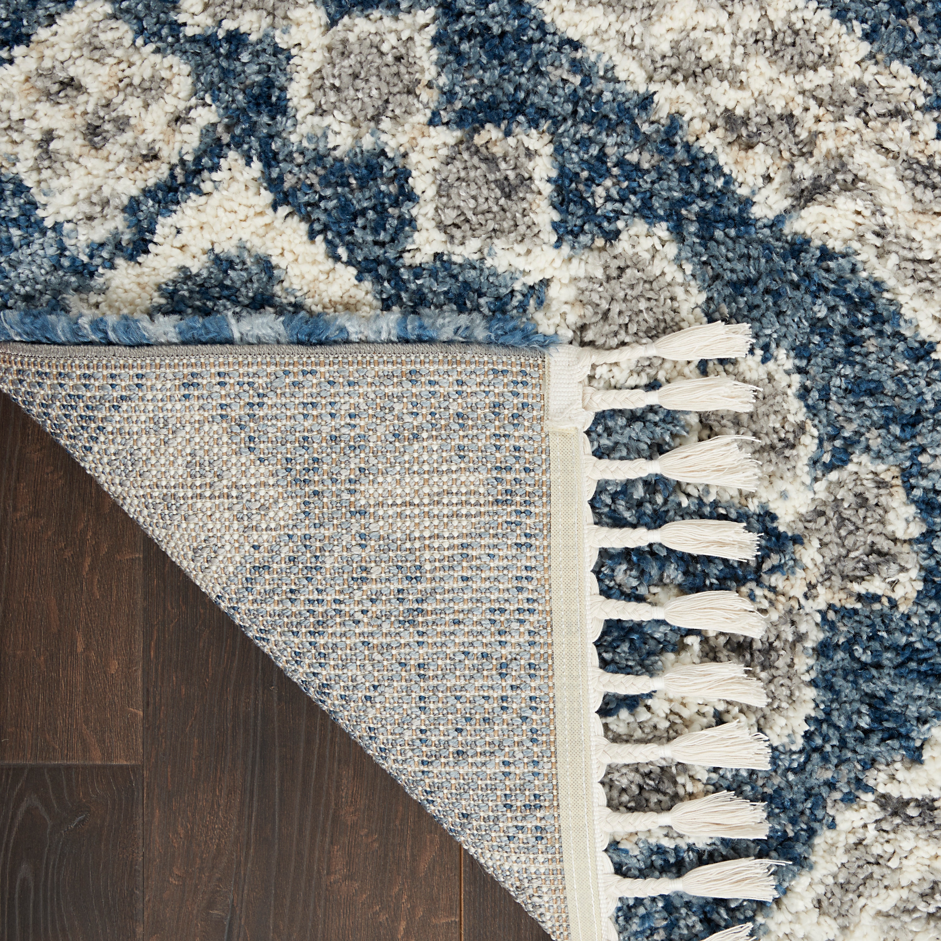 Denim Blue Diamond Shag 8' x 10' Synthetic Area Rug