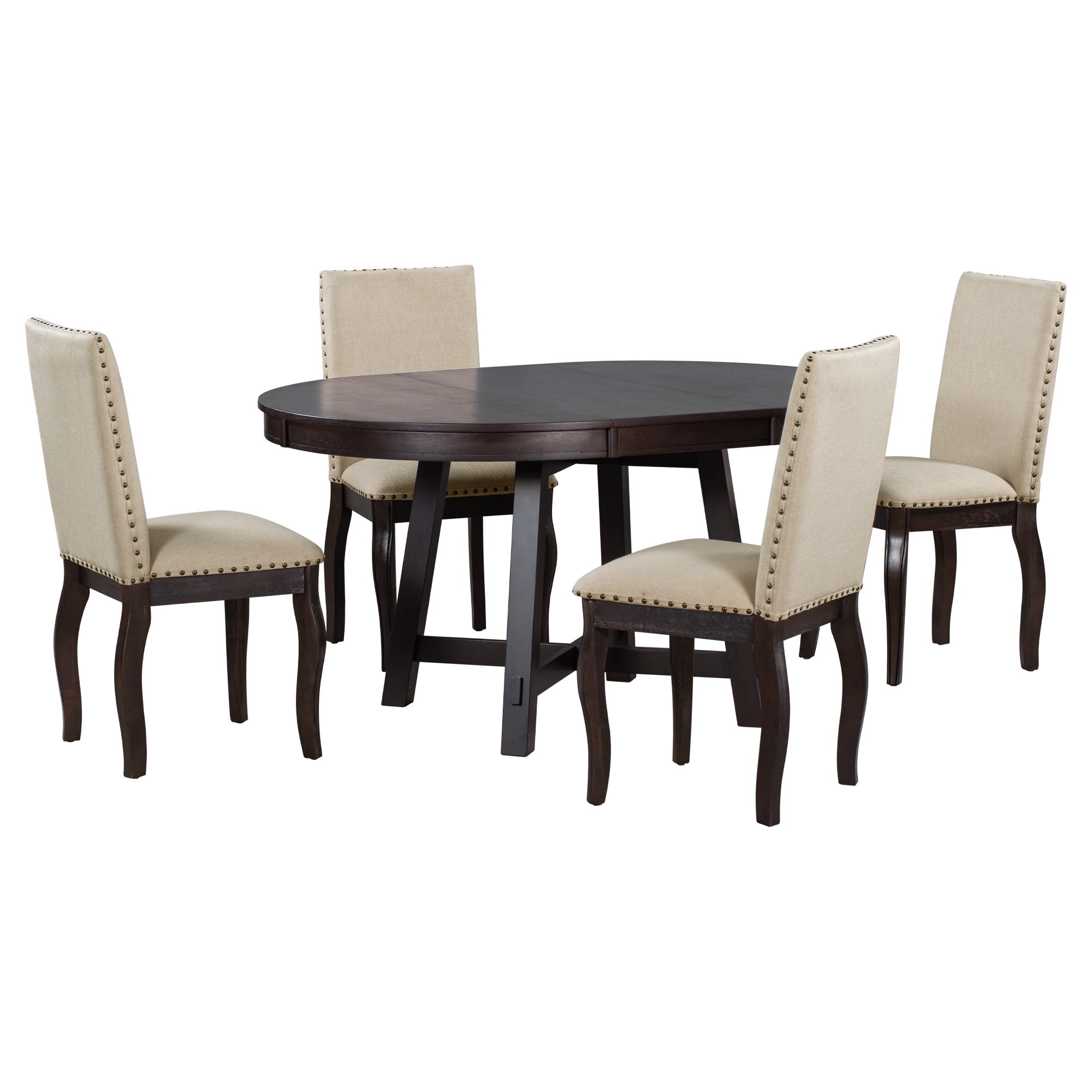 Siavonce XH74AAP Espresso Contemporary/Modern Dining Room Set with Round Table ( Seats 4 )