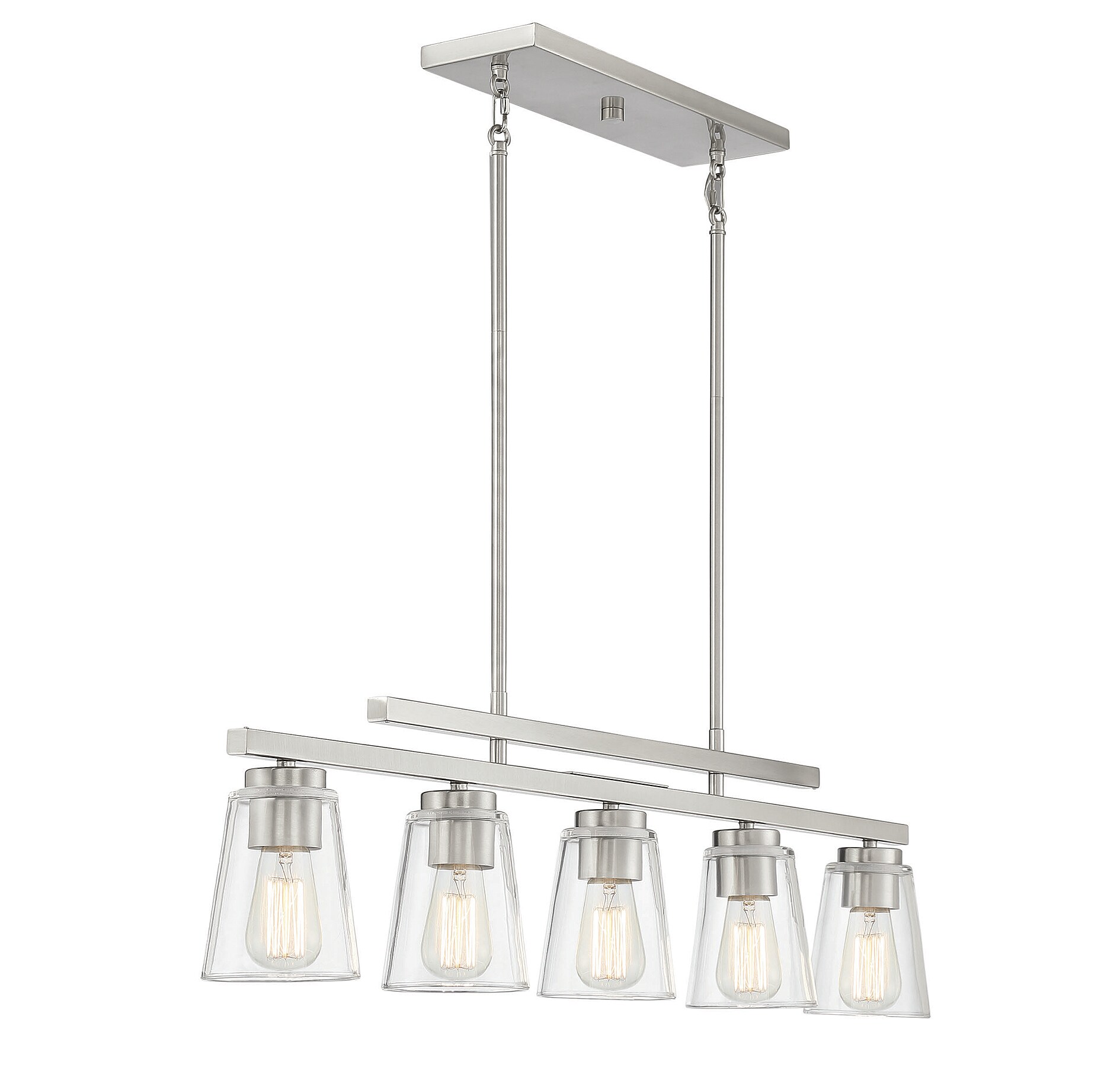 Calhoun Symmetrical Satin Nickel 5-Light Linear Chandelier