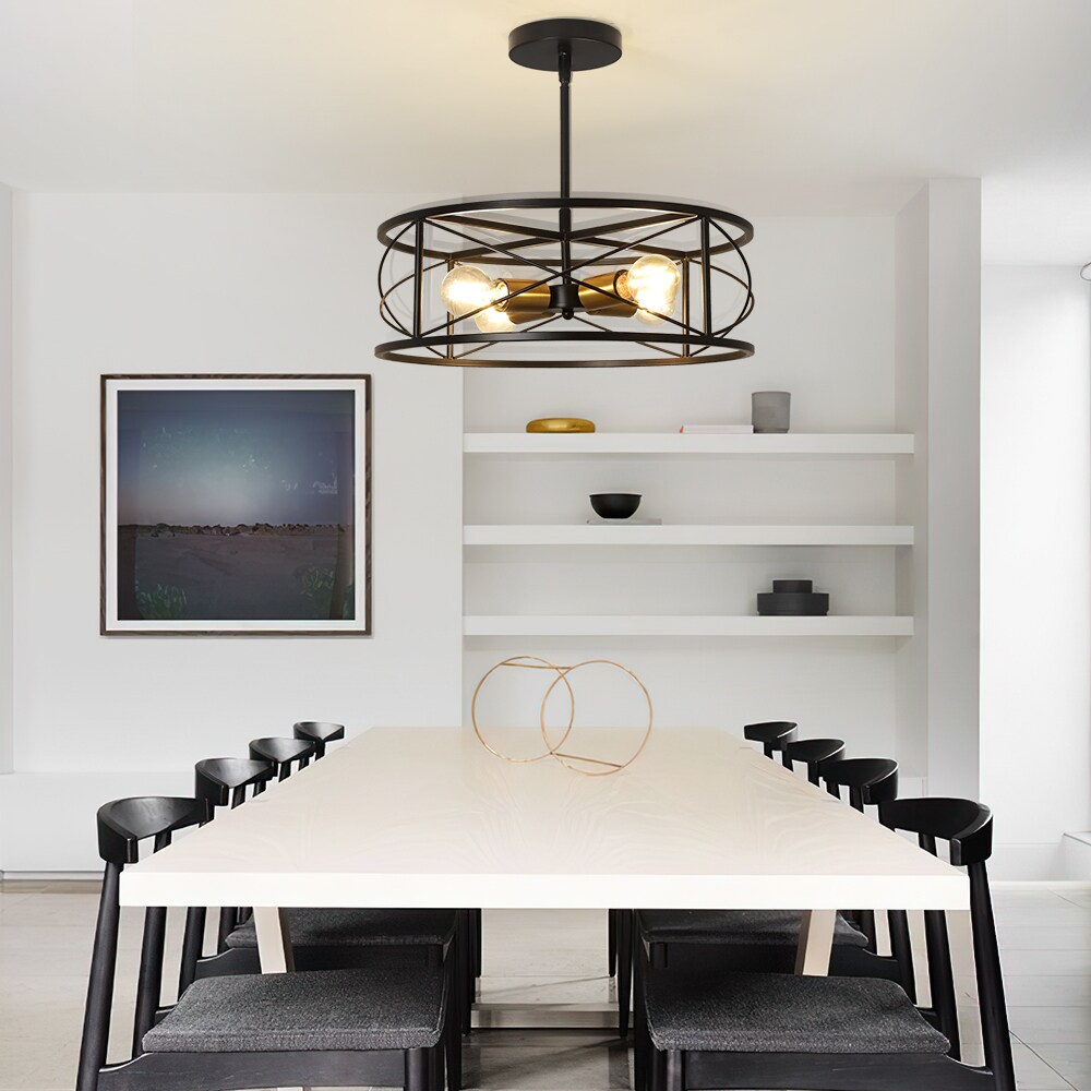 Depuley 4-Light Black Modern/Contemporary Cage Chandelier WS Depuley 4-Light Black Modern/Contemporary Cage Chandelier WS