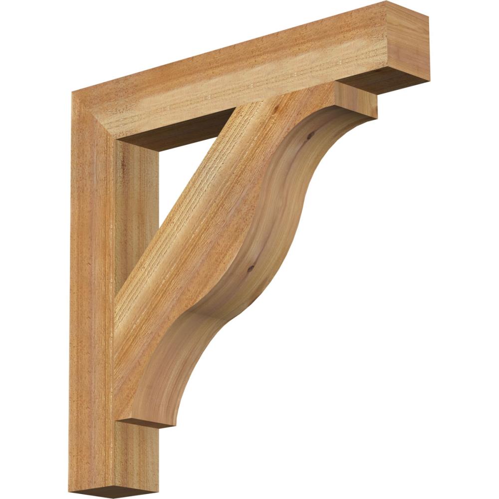 Ekena Millwork BKT04X26X26FST05RWR Funston Block Rough Sawn 4-in x 26-in x 26-in Western red cedar Brown Wood Standard bracket