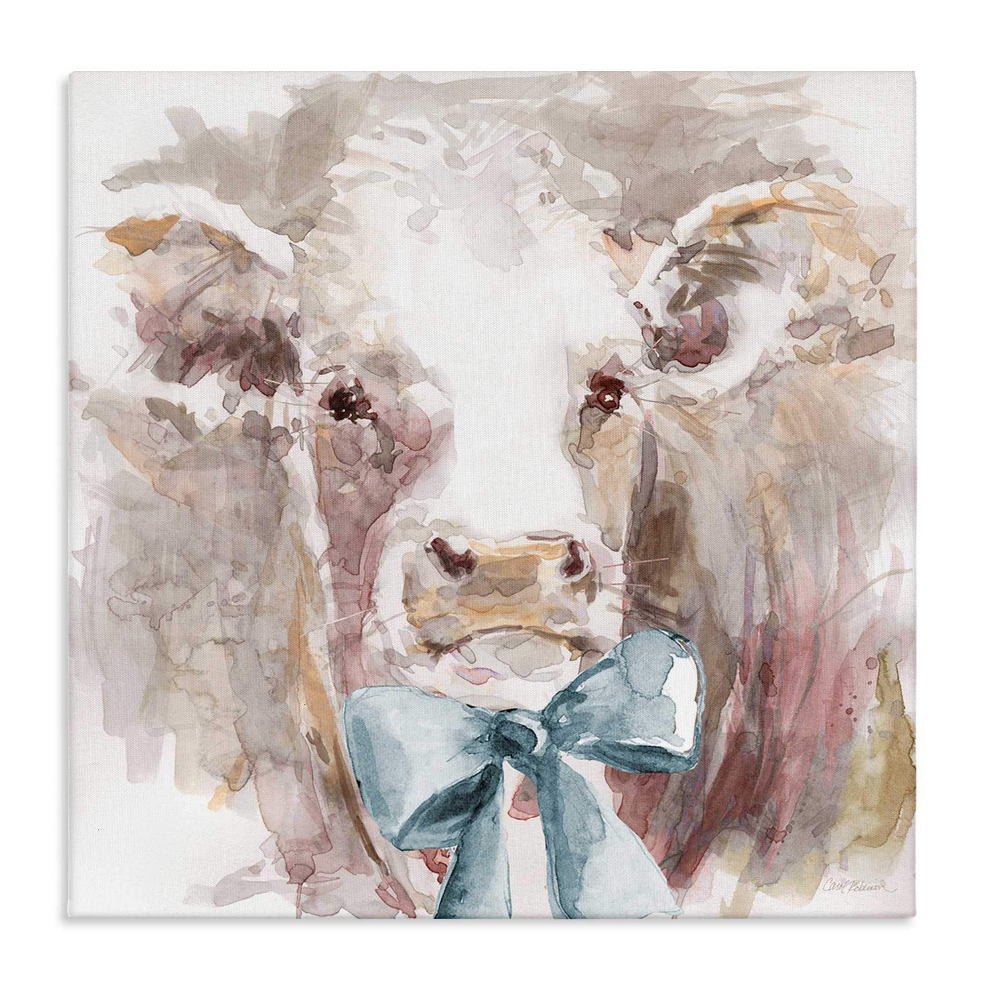 Stupell Industries BS-209-CN-36X36 Soft Abstract Cow and Bow Canvas design by Carol Robinson