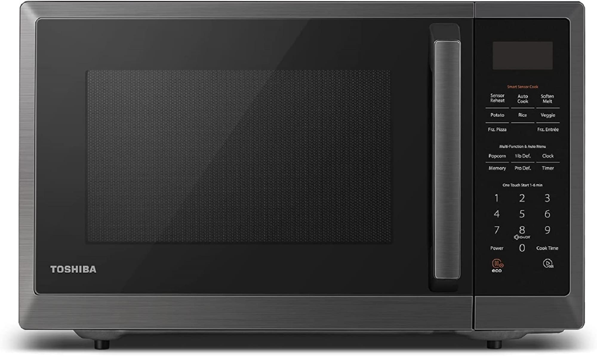 Toshiba 1.2-cu ft 1100-Watt Sensor Cooking Controls Countertop Microwave  (Black Stainless Steel) in the Countertop Microwaves department at