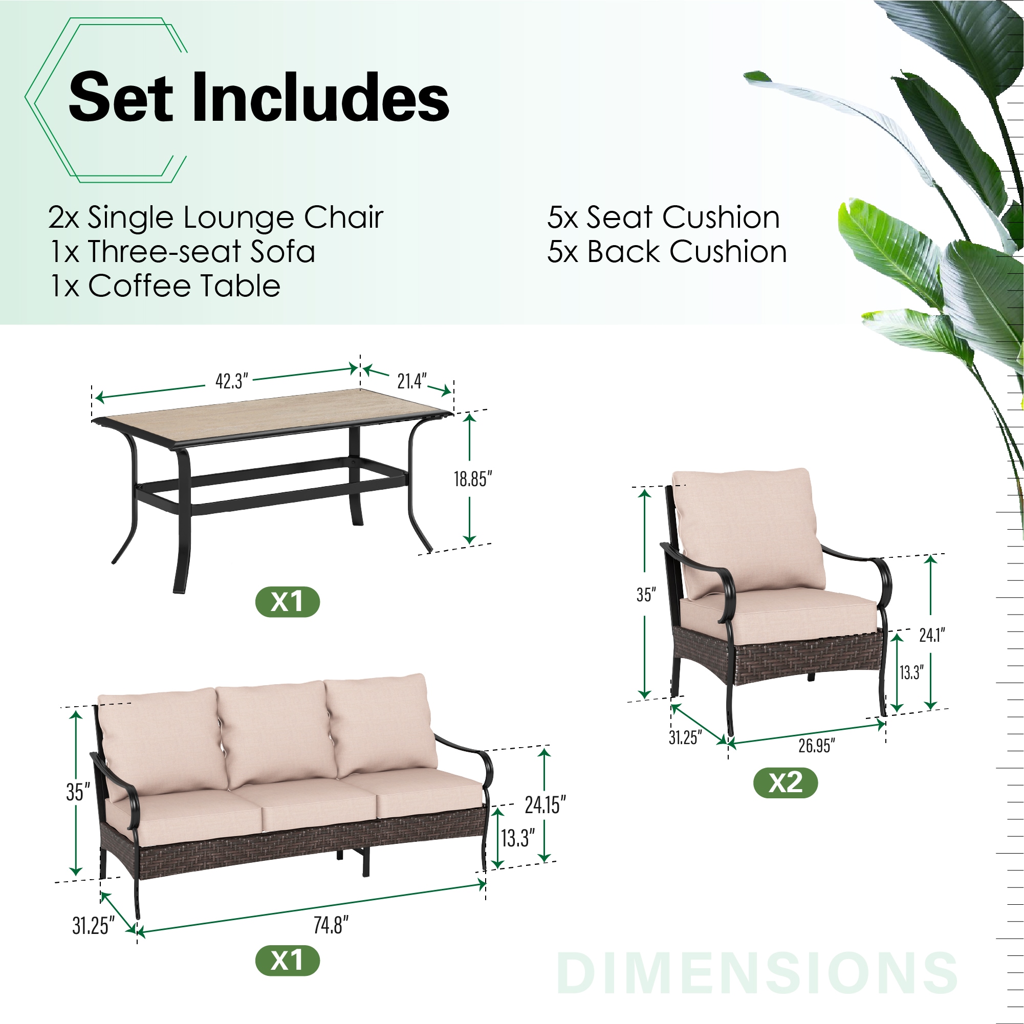 Sunshine Valley CR001-01-5 Patio-Conversation-Sets - View #9