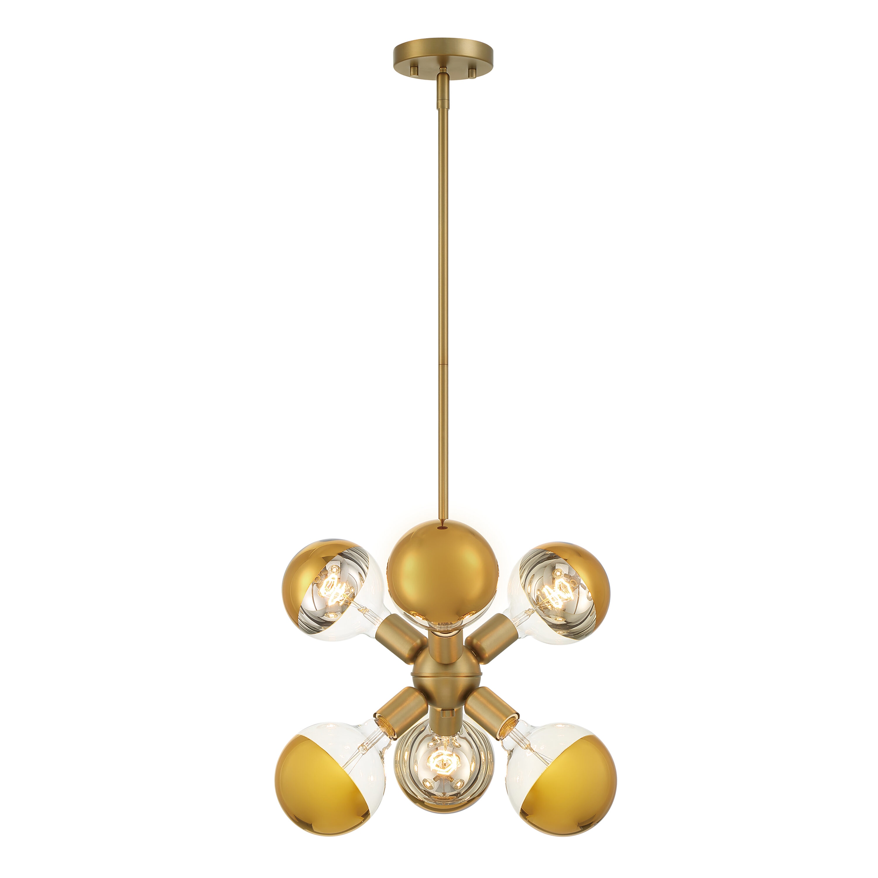 Gambit Brushed Gold 7" Mid-Century Modern Pendant Light