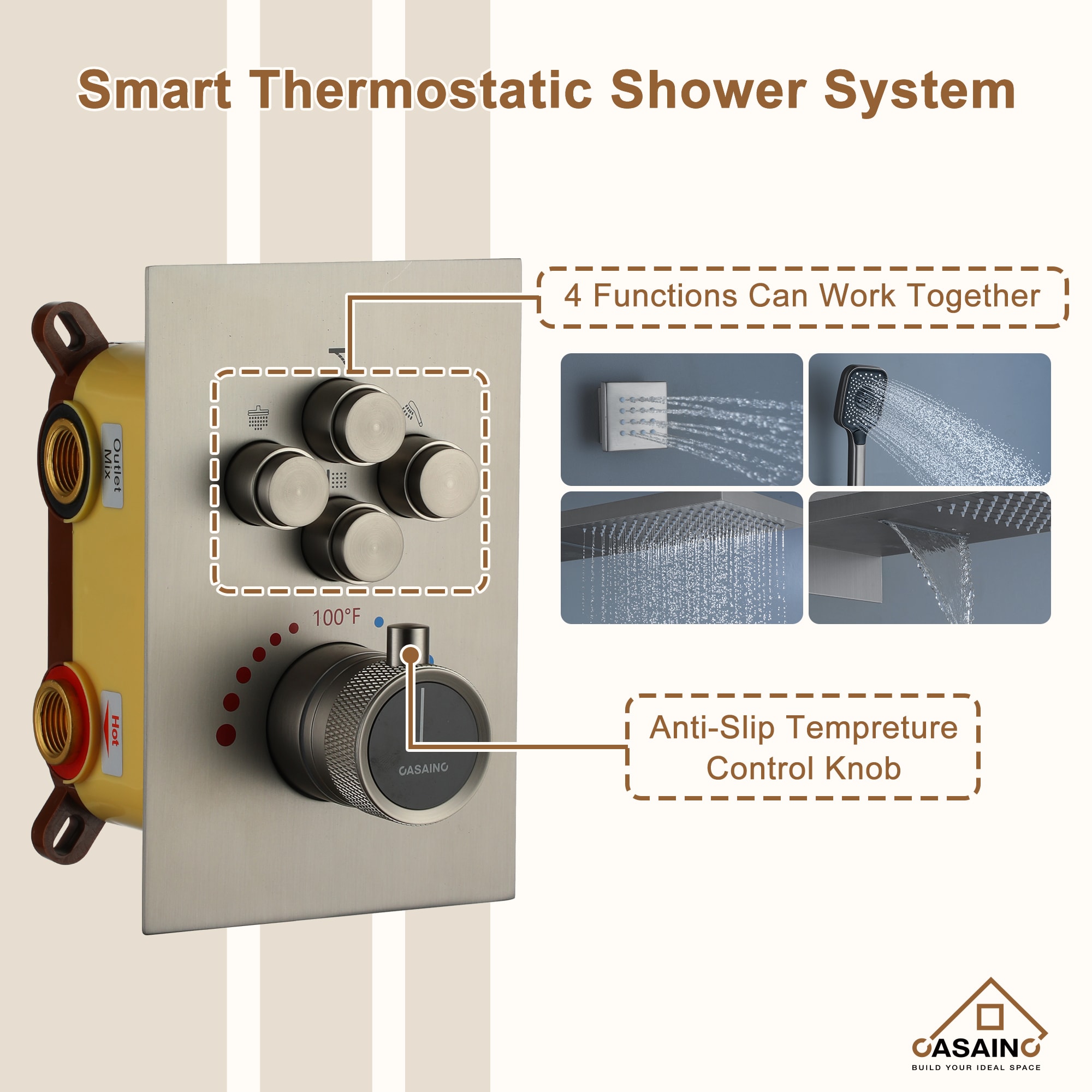 CASAINC CS6223-22BN Showerhead-Bar-Panels - View #10