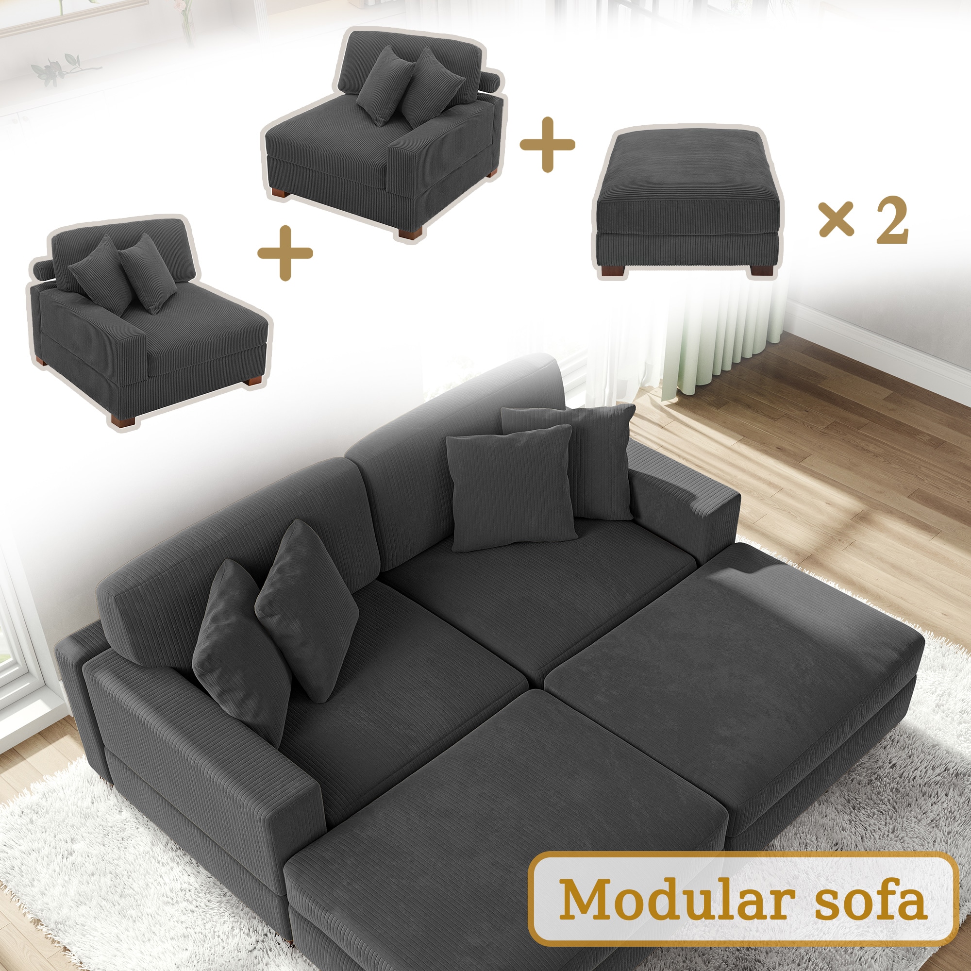 Dreamsidea CS7-GRY-L-R-OTX2 Sofas-Loveseats - View #8