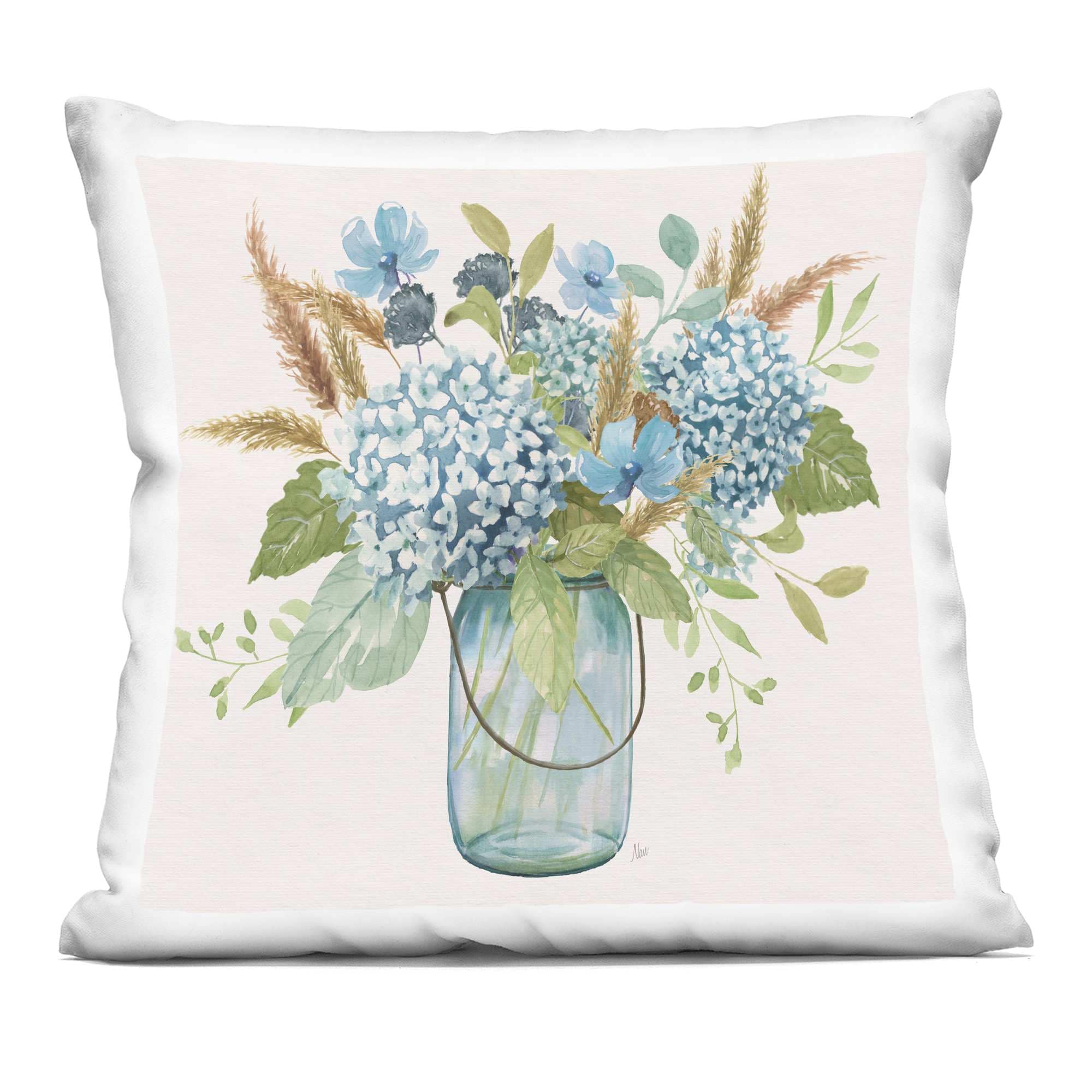 Stupell Industries  Hydrangea in Mason Jar Decorative Printed Pillow Design by Nan
