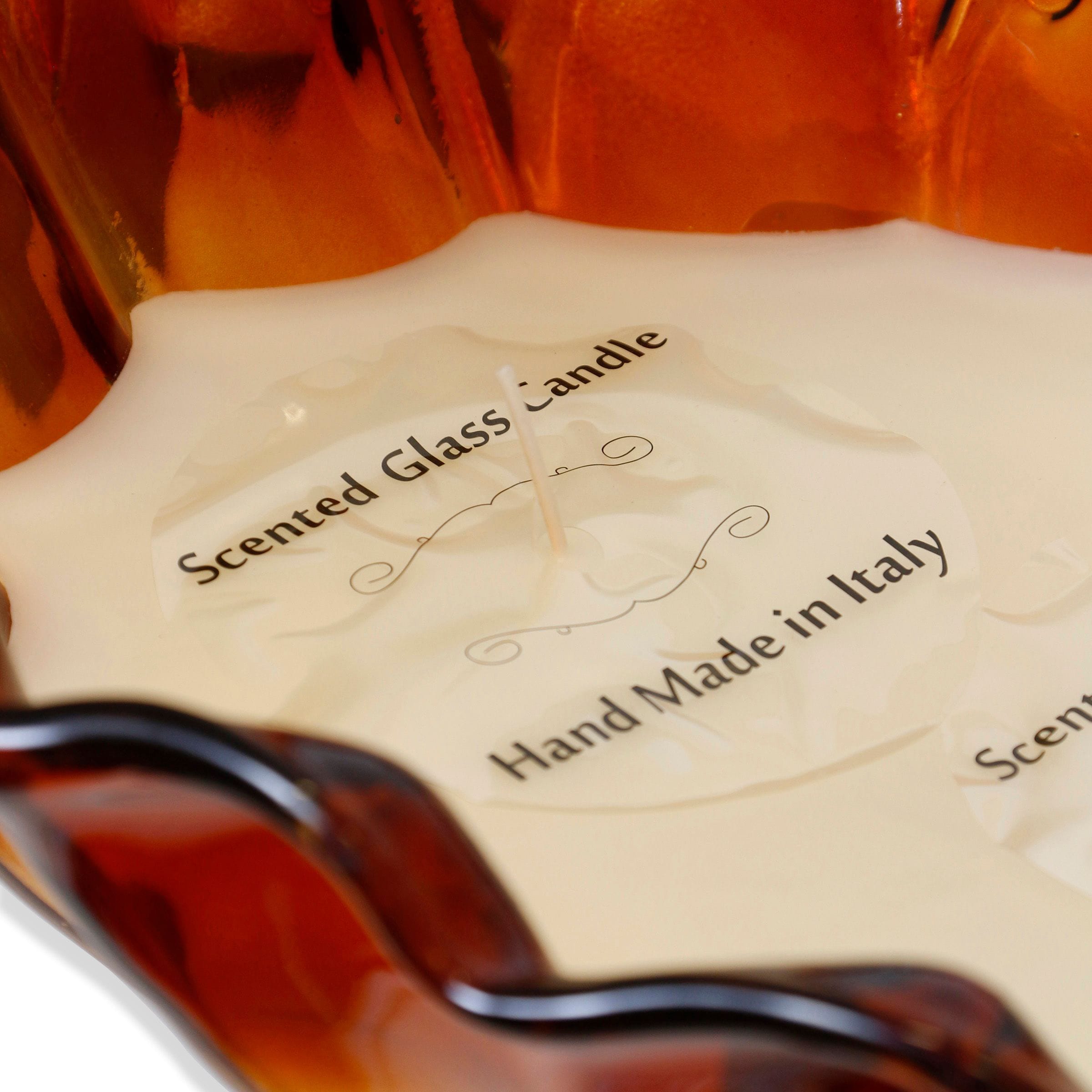 Handblown Burnt Orange Glass Candle Holder Bowl