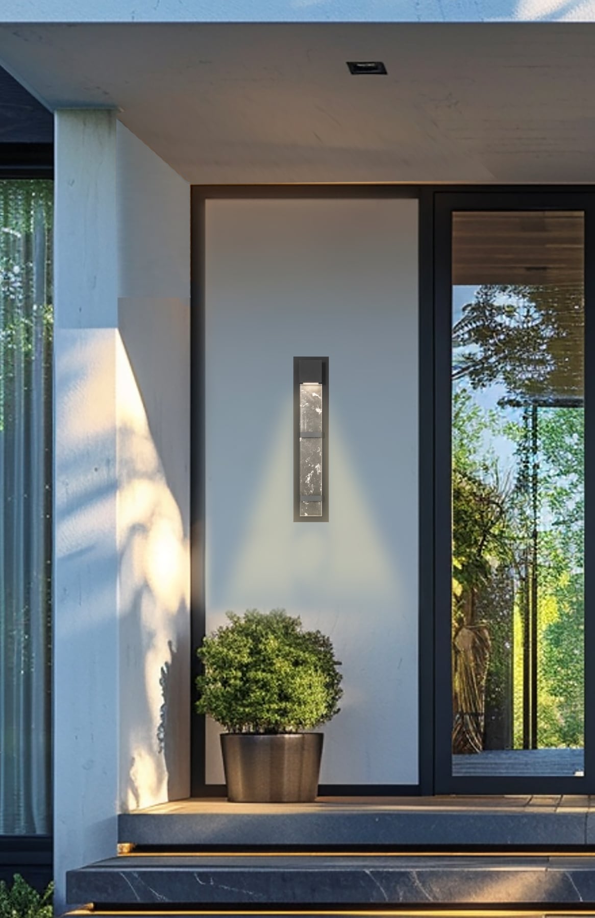 The Great Outdoors 77301-66-L Sol 24-in H Matte Black Hardwired Integrated LED Outdoor Wall Light