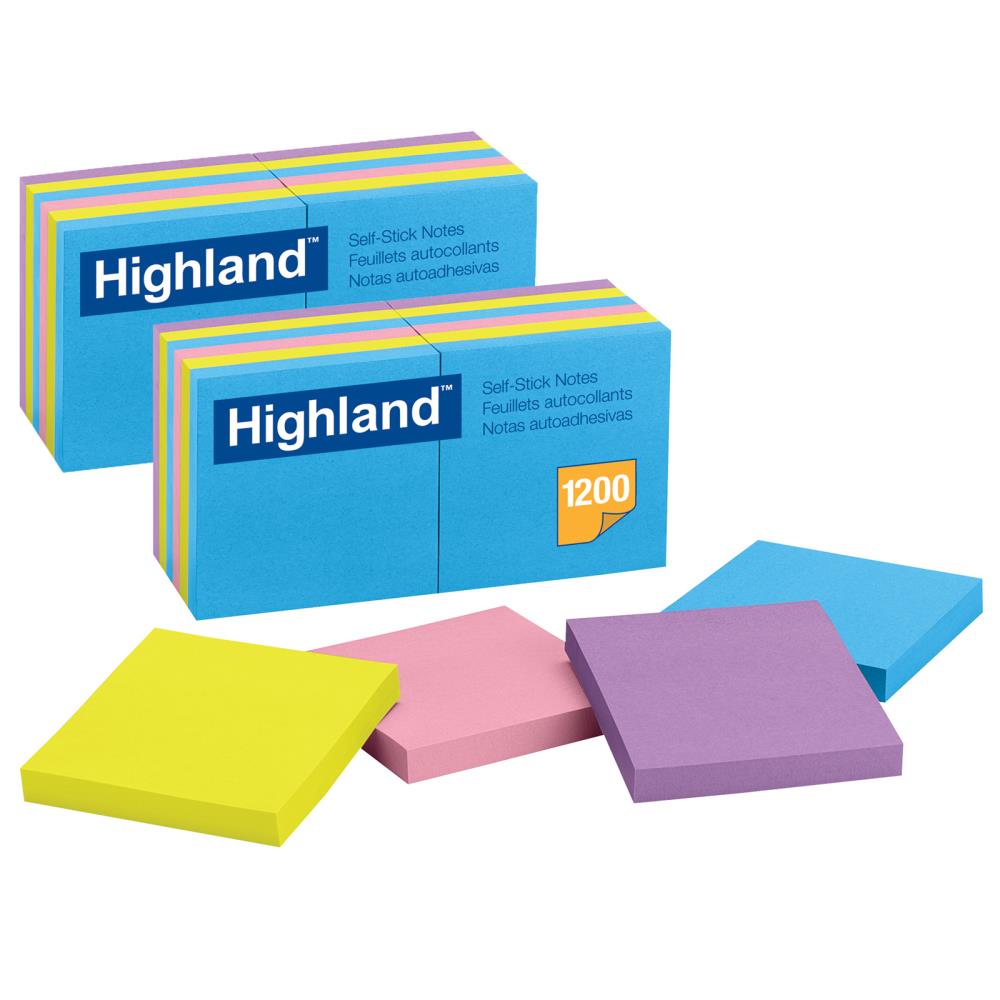 Highland MMM6549B-2 3-in x 3-in Assorted Sticky Notes