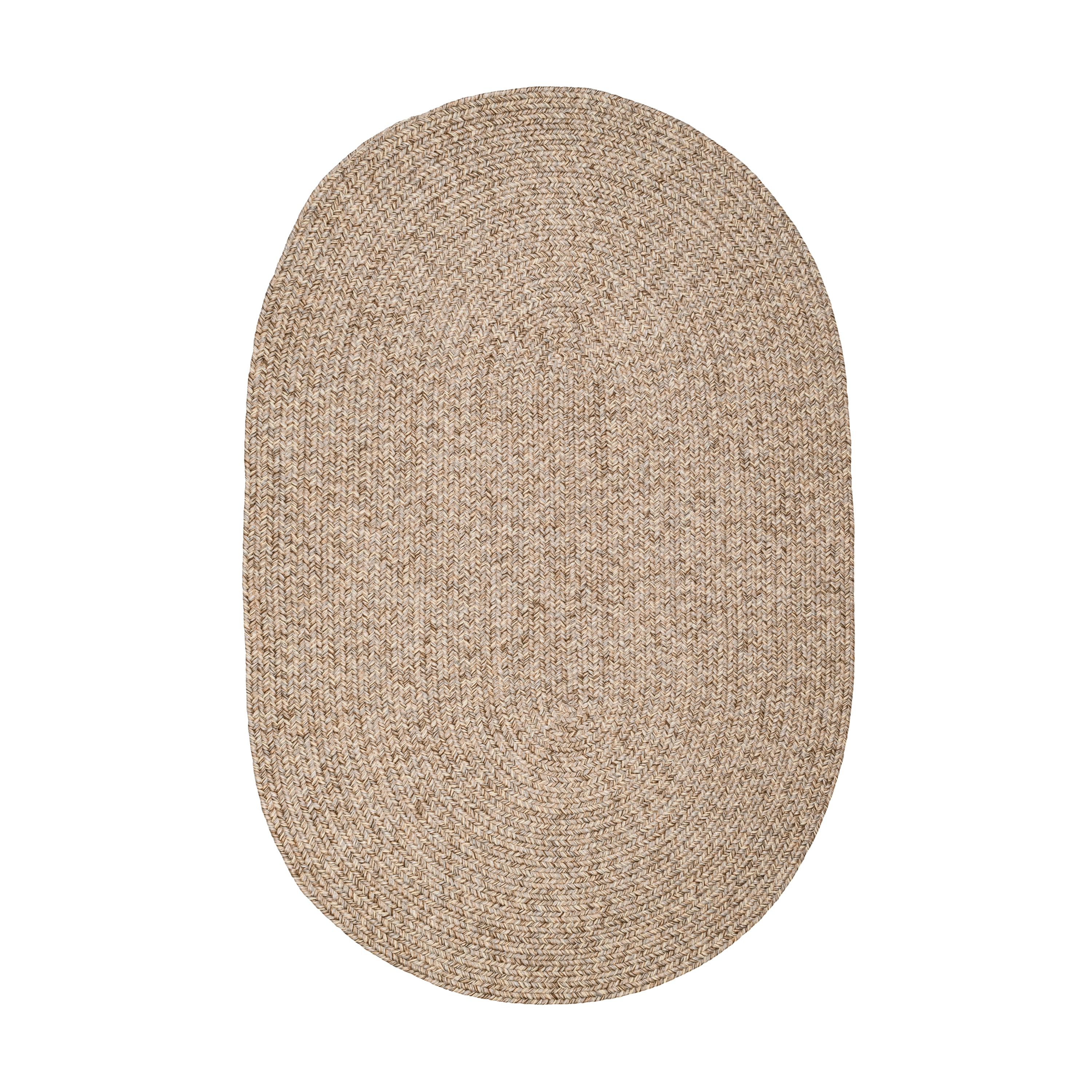 Rhody Rug SA58R096X132 8 x 11 (ft) Braided Polypropylene Oatmeal Oval Indoor/Outdoor Geometric Area rug