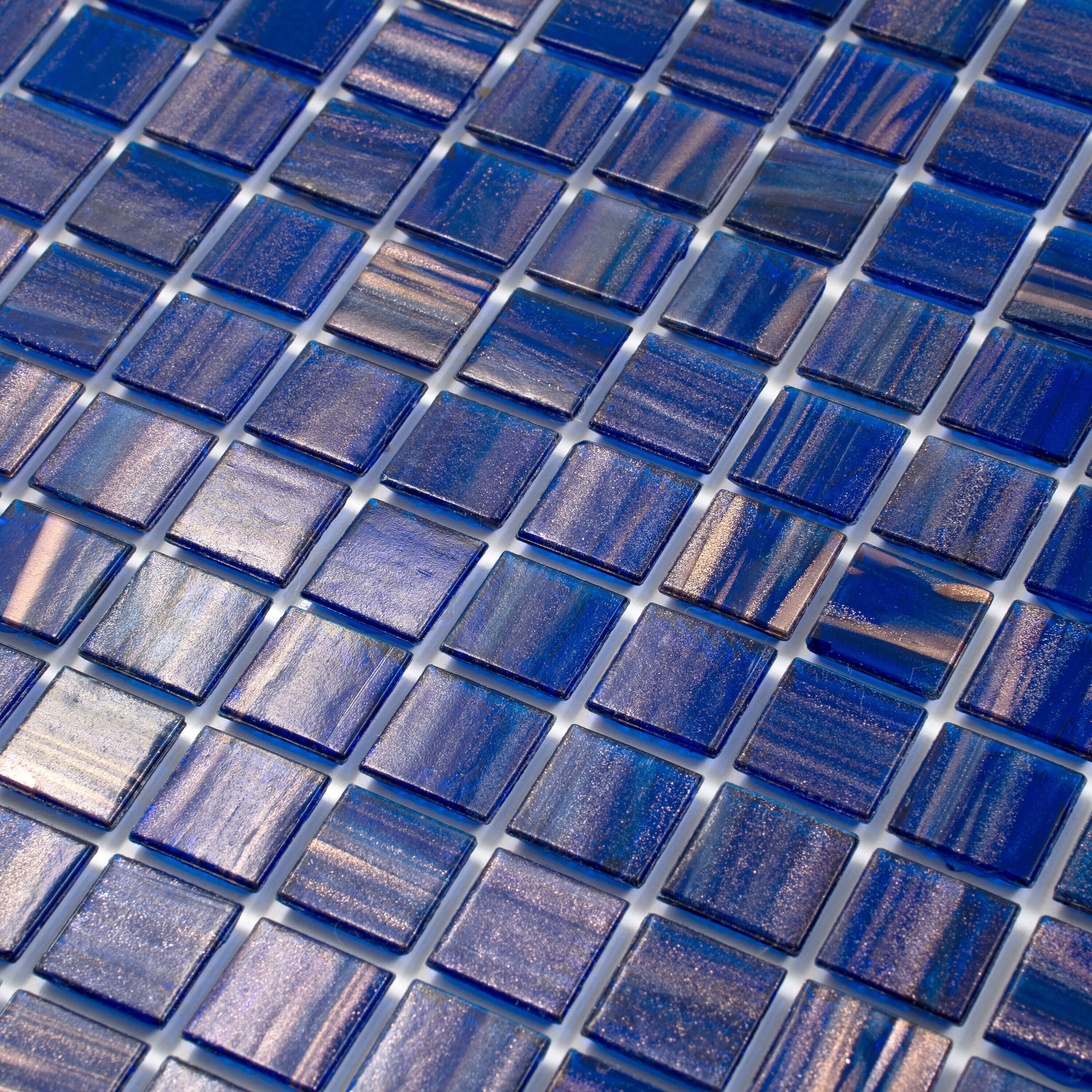 Celestial Royal Blue and Gold Glass Mosaic Wall and Floor Tile